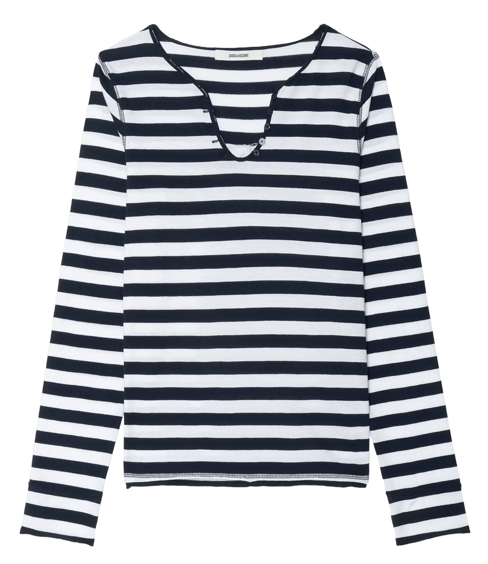 Tee-shirt droit col tunisien en coton tunisien ZADIG&VOLTAIRE Bleu