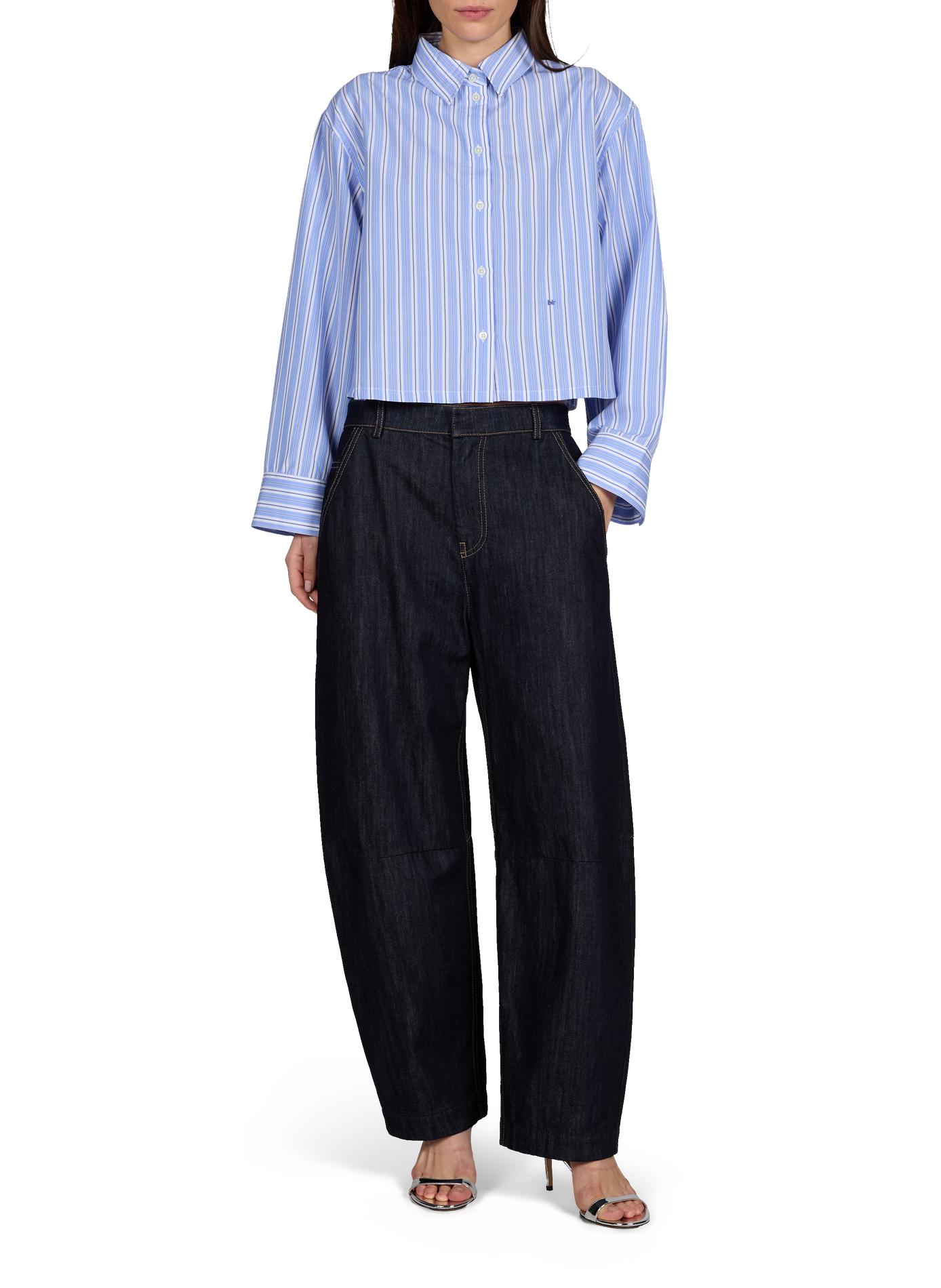 Sandales Nudist II 75 en cuir verni STUART WEITZMAN Argent