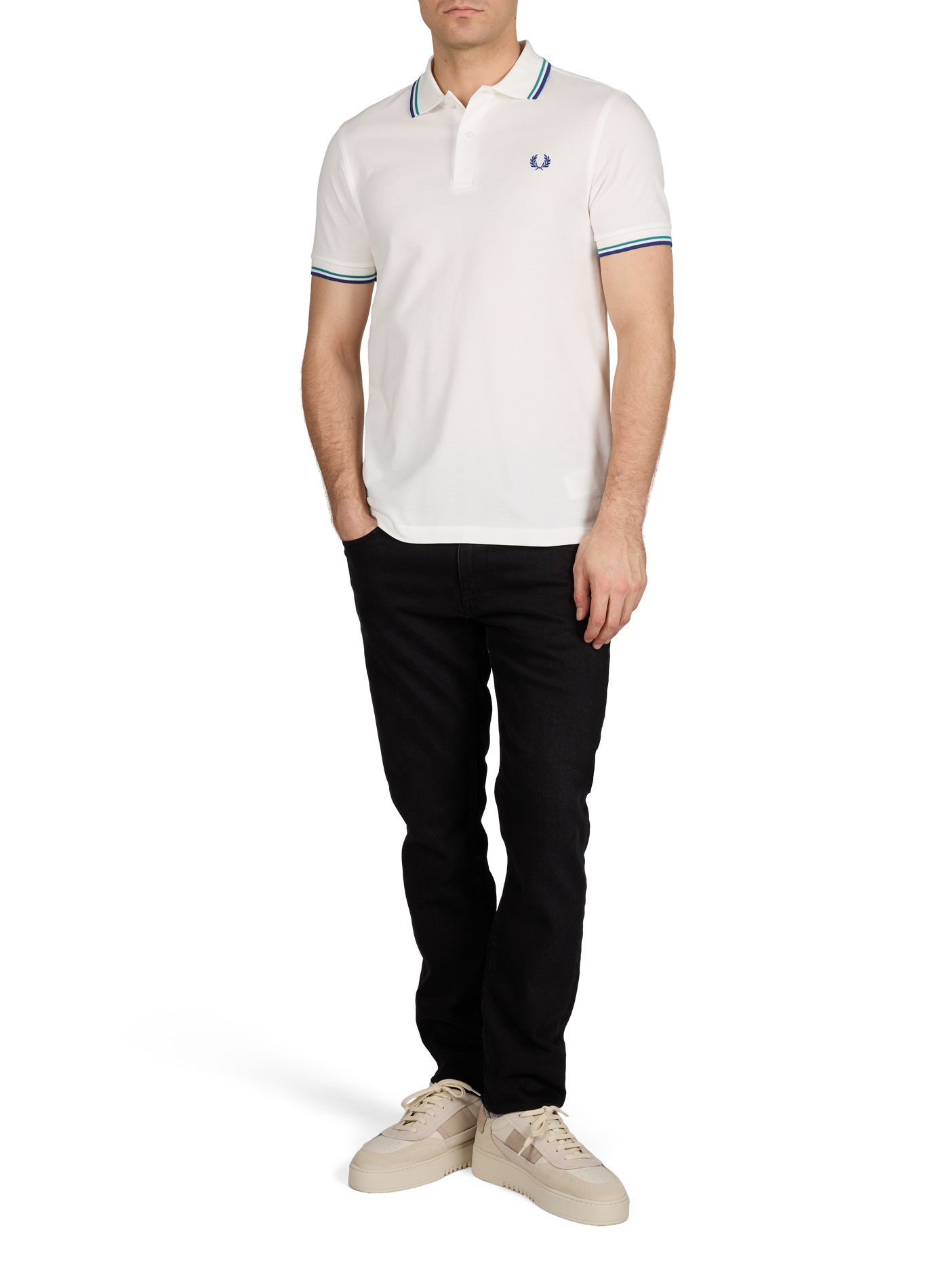 Polo à manches courtes en coton FRED PERRY Blanc