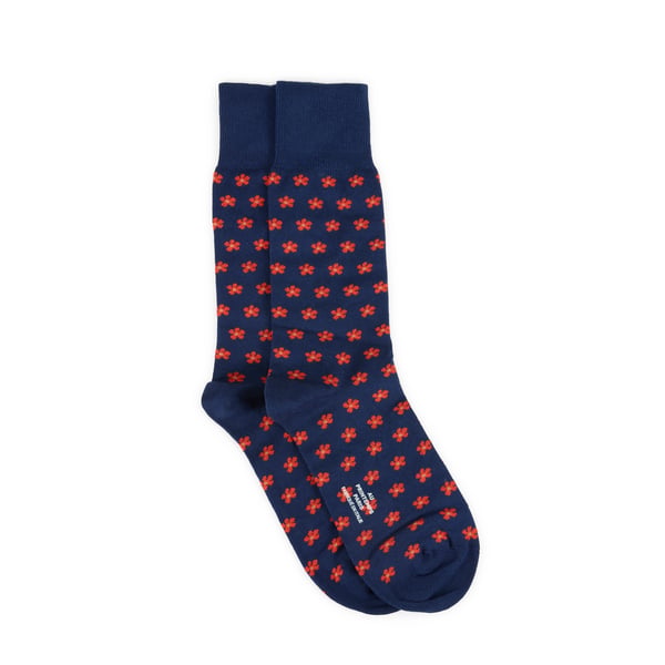 Chaussettes hautes à fleurs en coton mélangé Chaussettes hautes à fleurs en coton mélangé