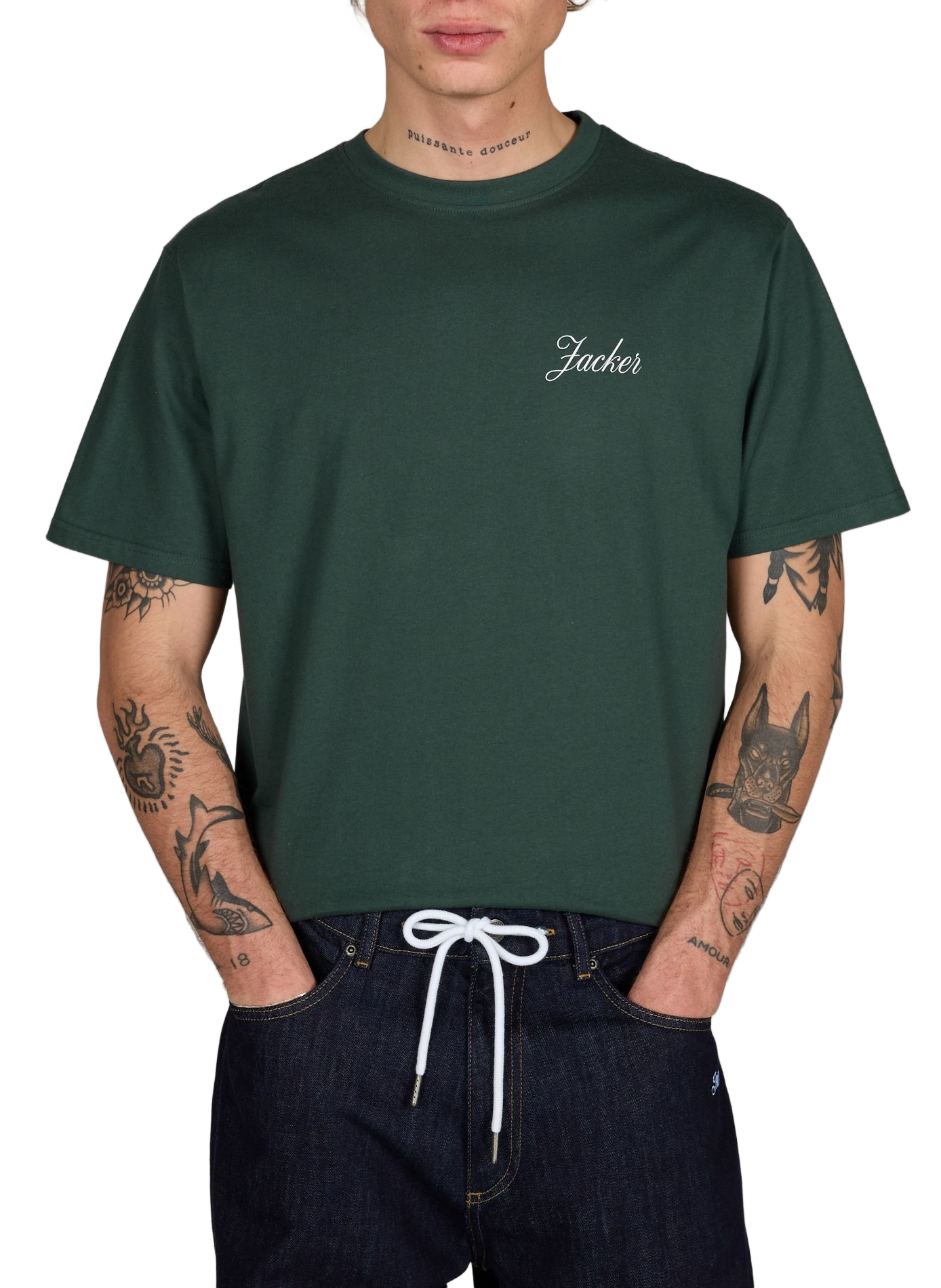 Straight printed cotton T-shirt JACKER. Green