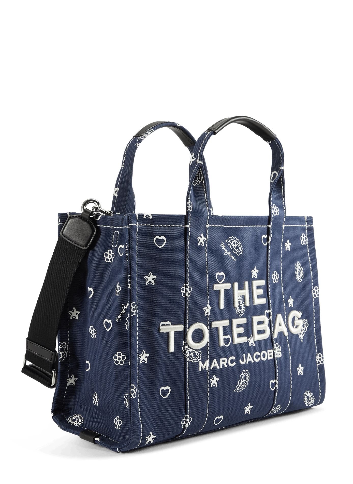 Borsa shopper con stampa in cotone MARC JACOBS Blu