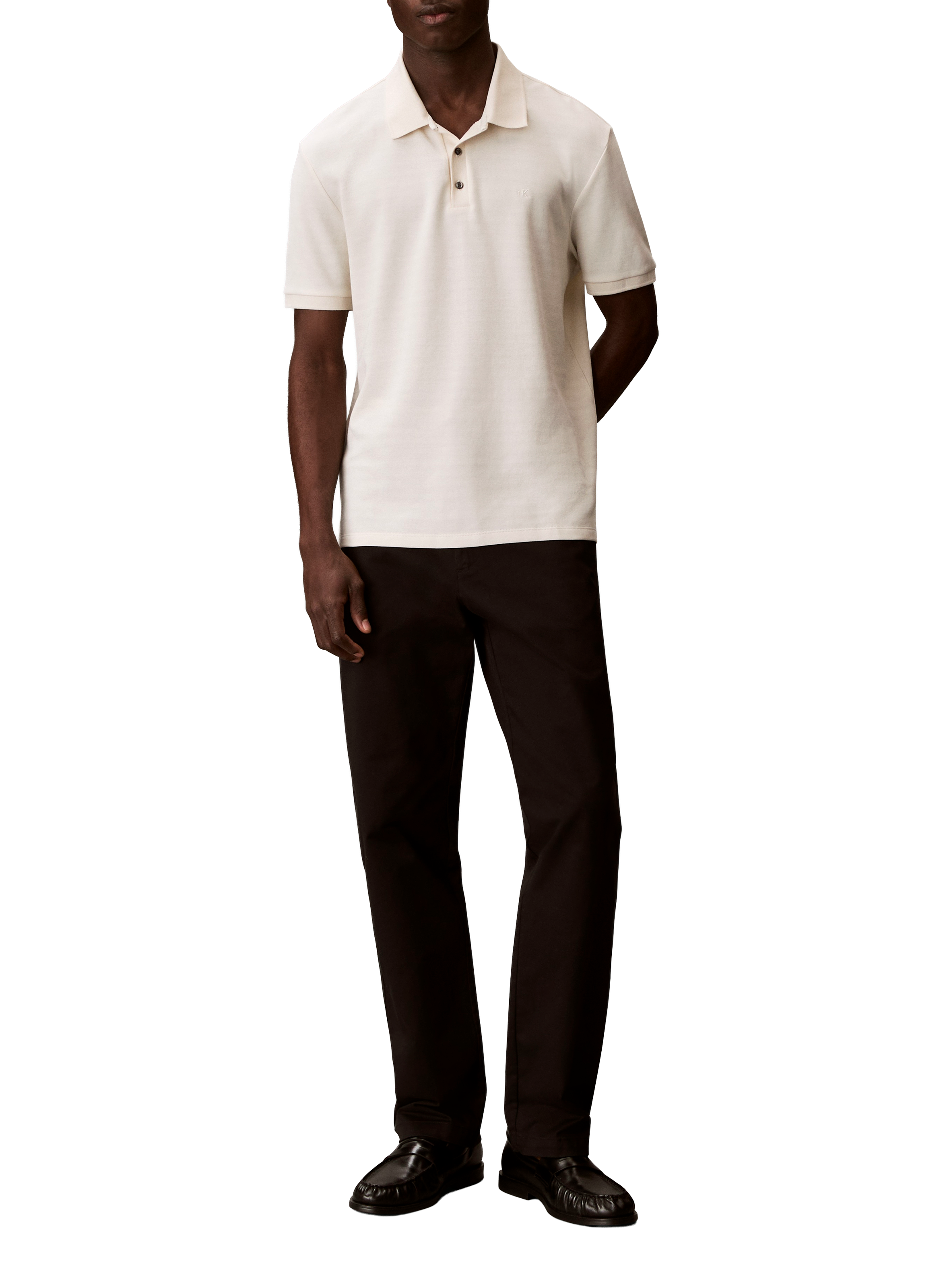Short-sleeved polo in blended cotton CALVIN KLEIN Beige