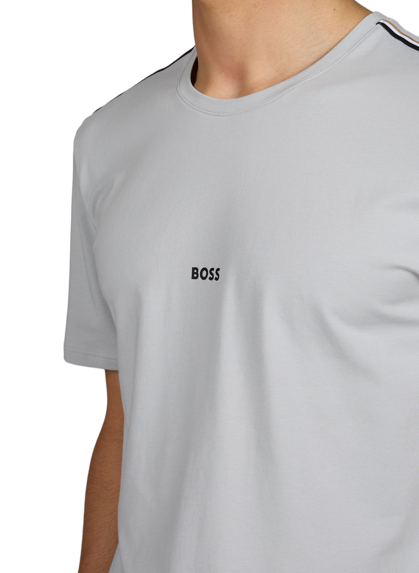 T-shirt droit à col rond en coton mélangé BOSS Gris