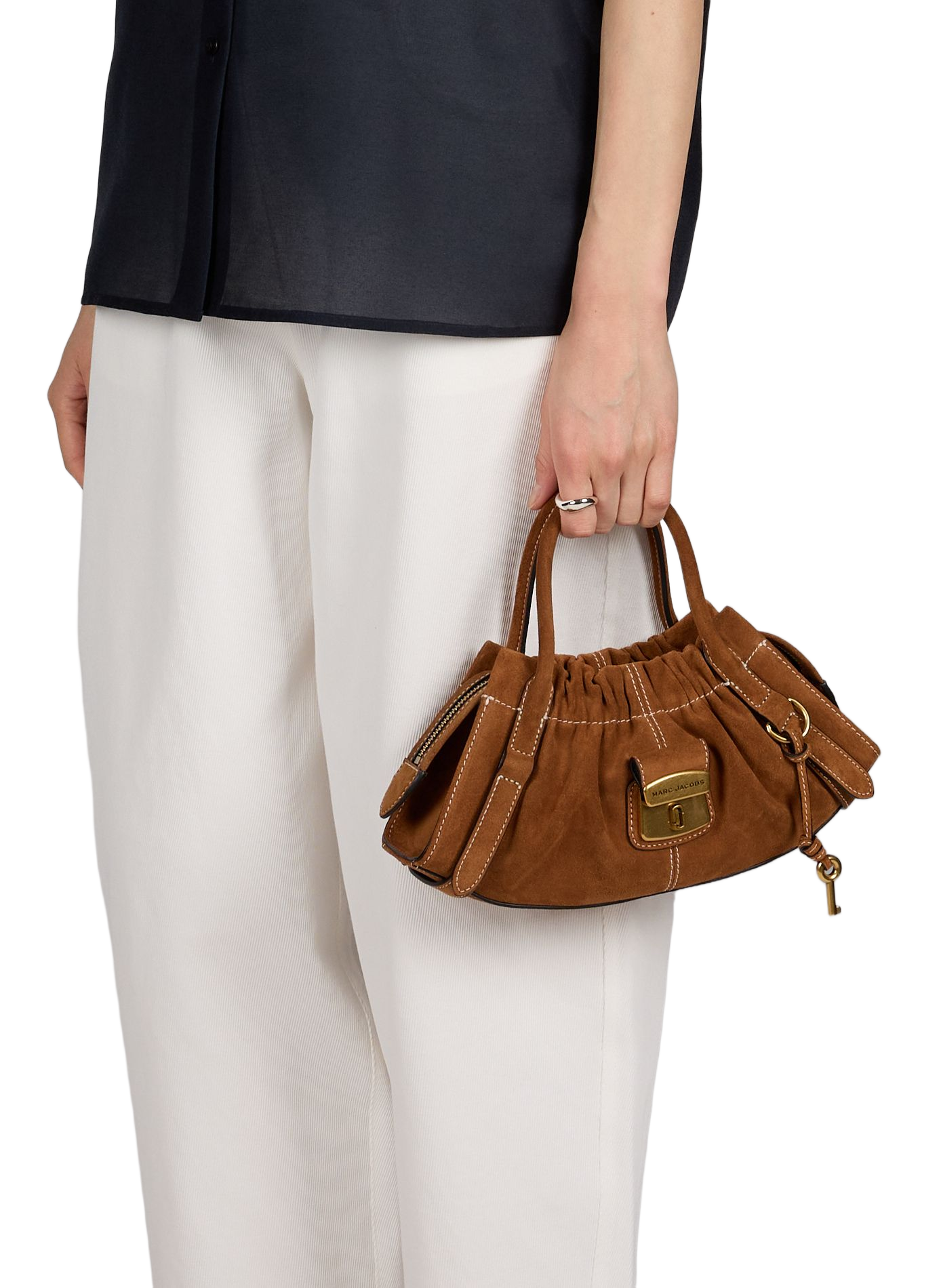 Suede Cristina Small Satchel Handbag MARC JACOBS Brown