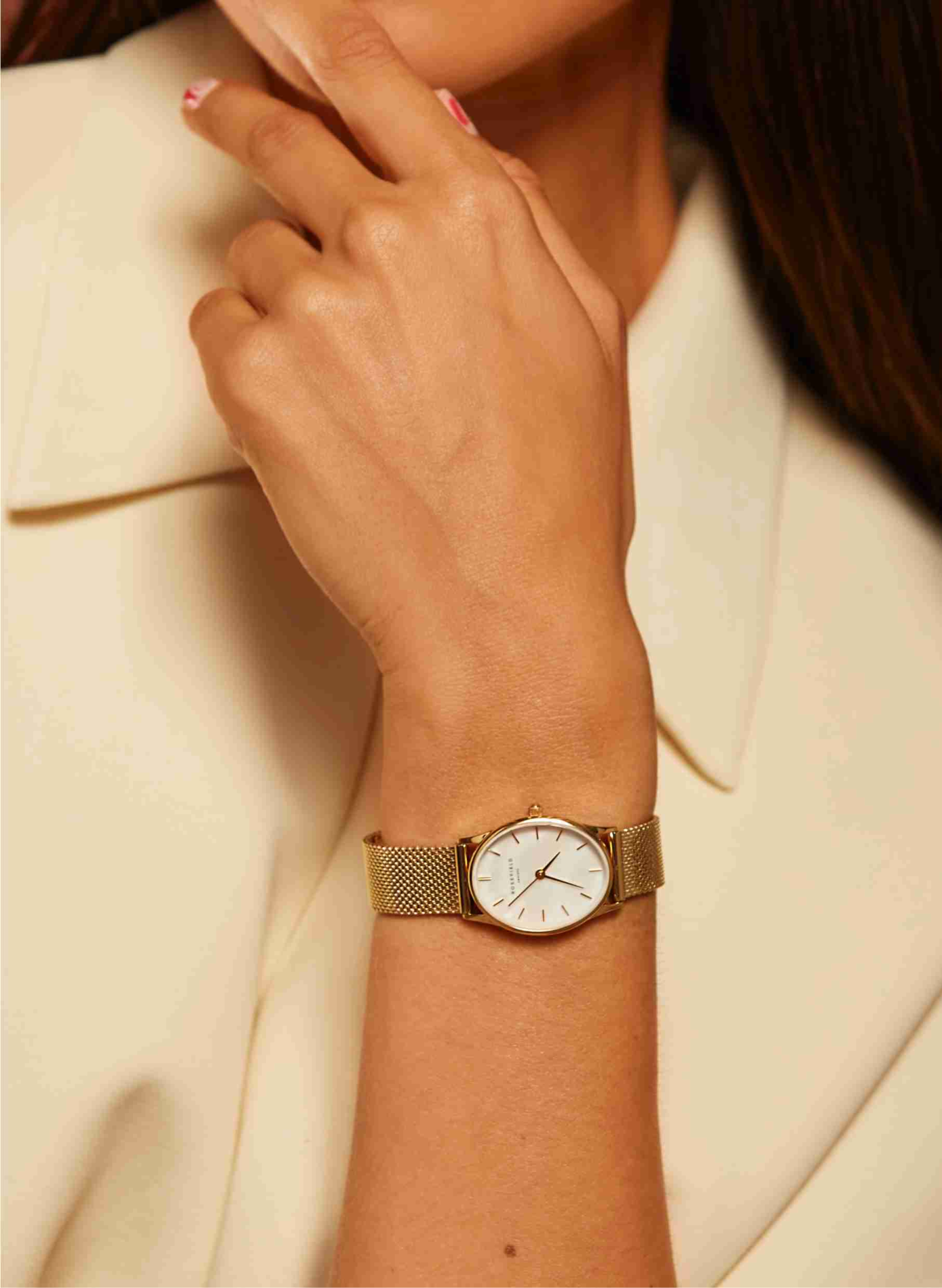 Montre analogique Oval en acier inoxydable ROSEFIELD Blanc