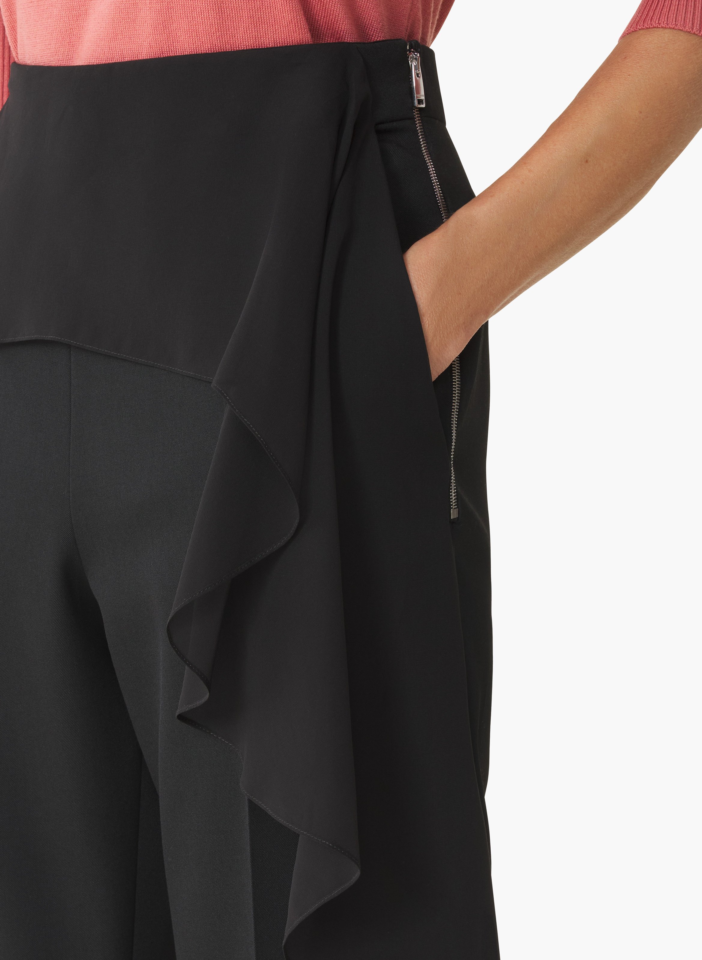 Pantalon à volants en laine LANVIN Noir