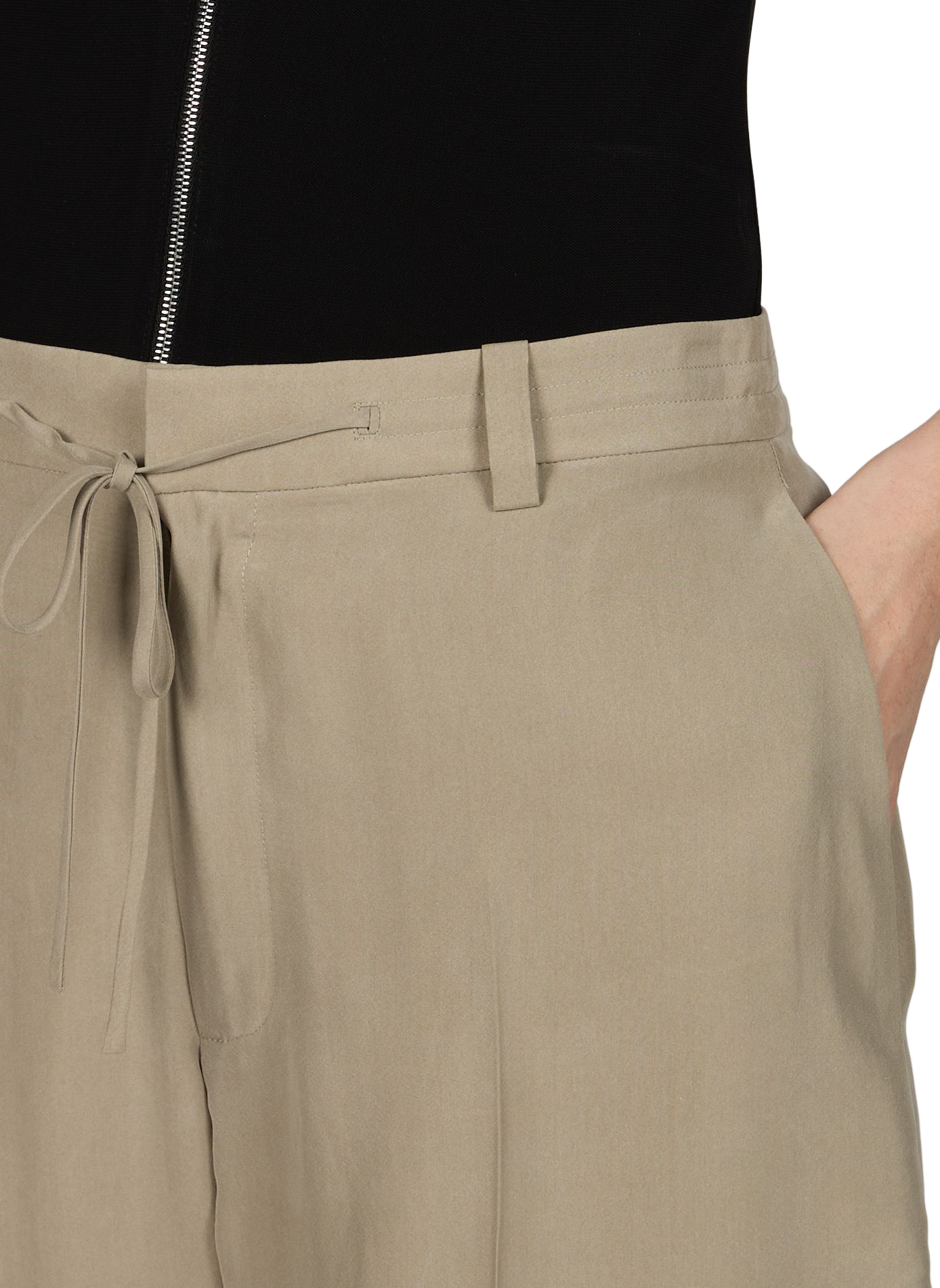Pantalon à lien de resserrage en soie ALEXANDER WANG Blanc