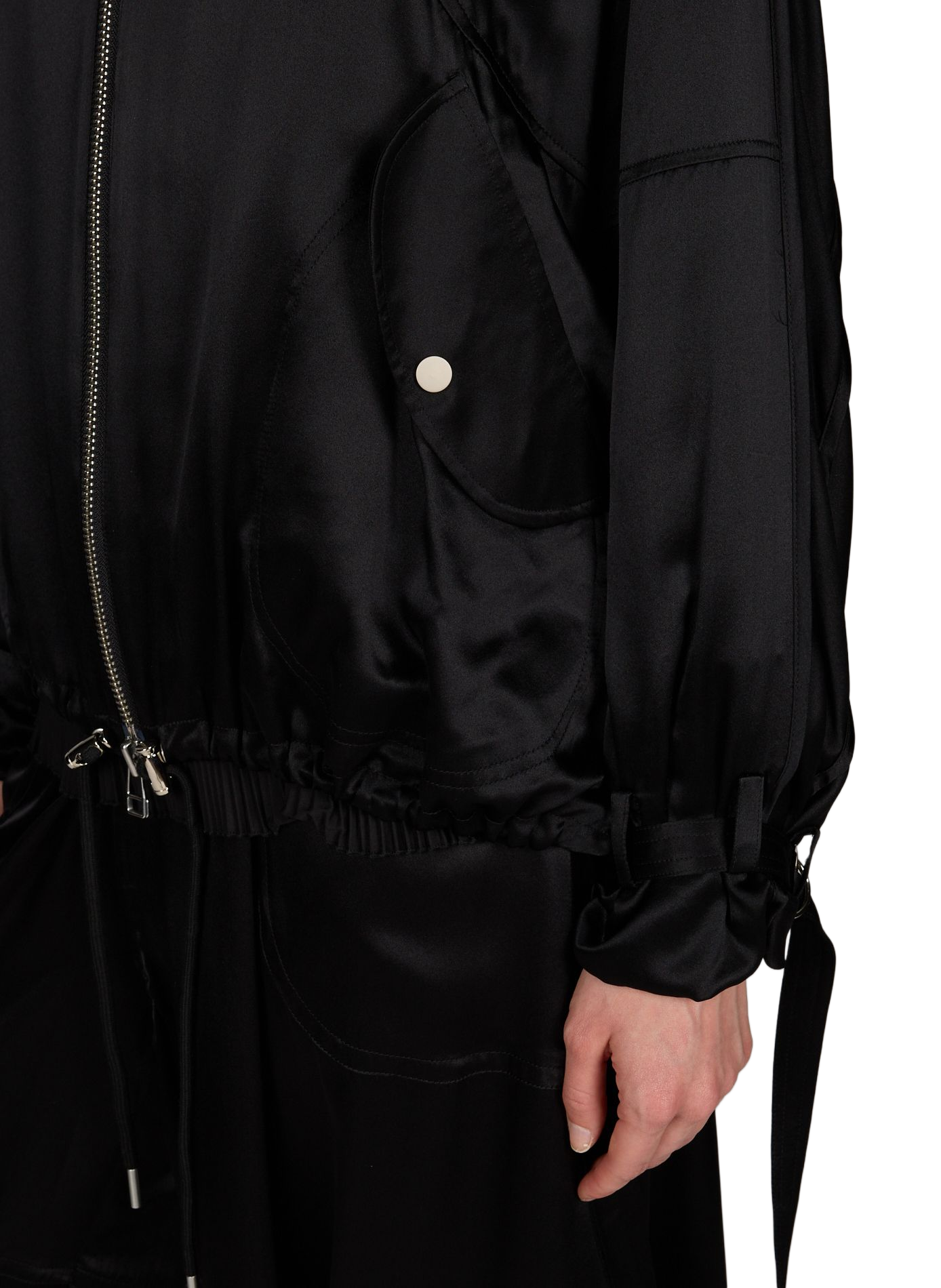 Weite Satin-Seidenjacke CO Schwarz