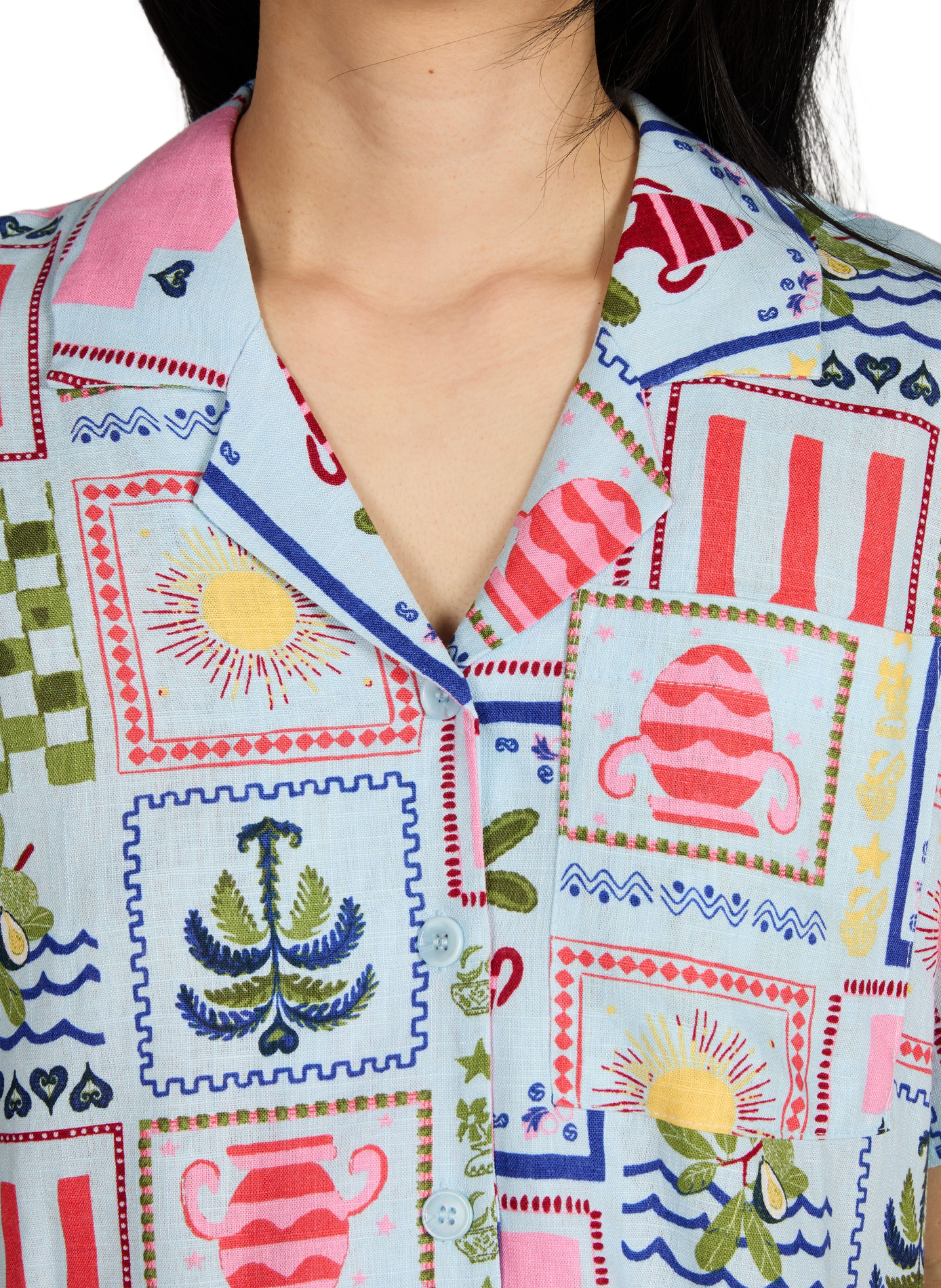 Printed short-sleeved shirt OBJECT Blue