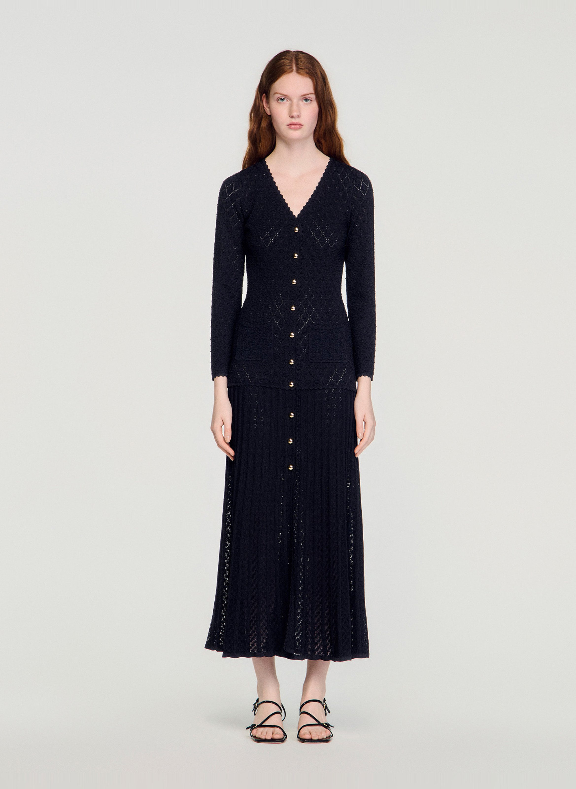 Robe longue col v | Noir SANDRO Femme