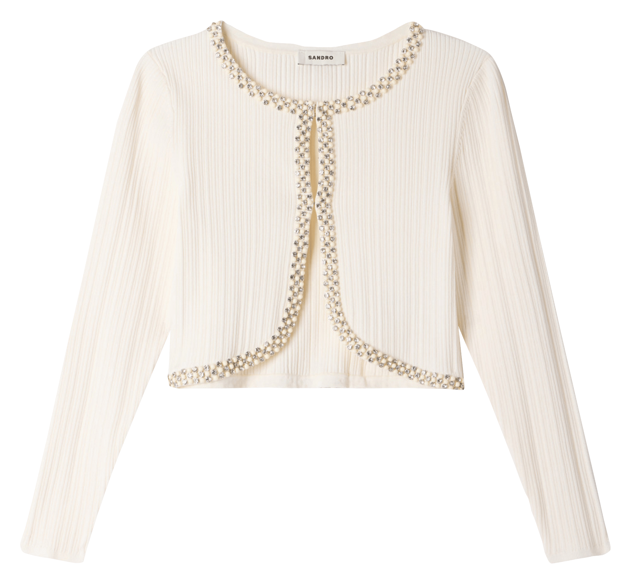 Cardigan court perlé SANDRO Blanc