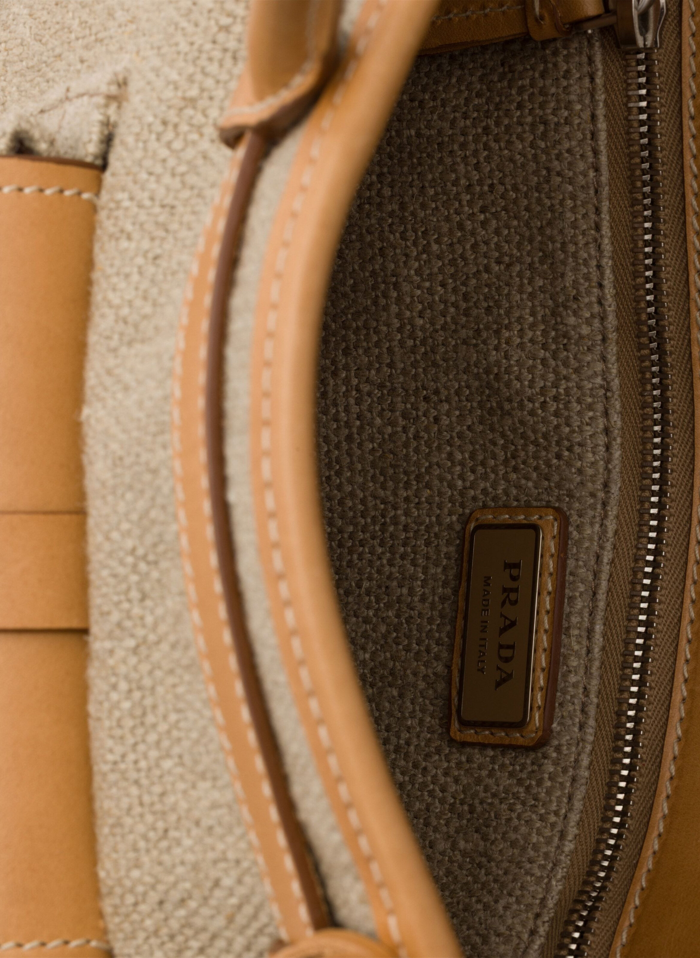 Cabas prada bonnie en lin et cuir PRADA Beige