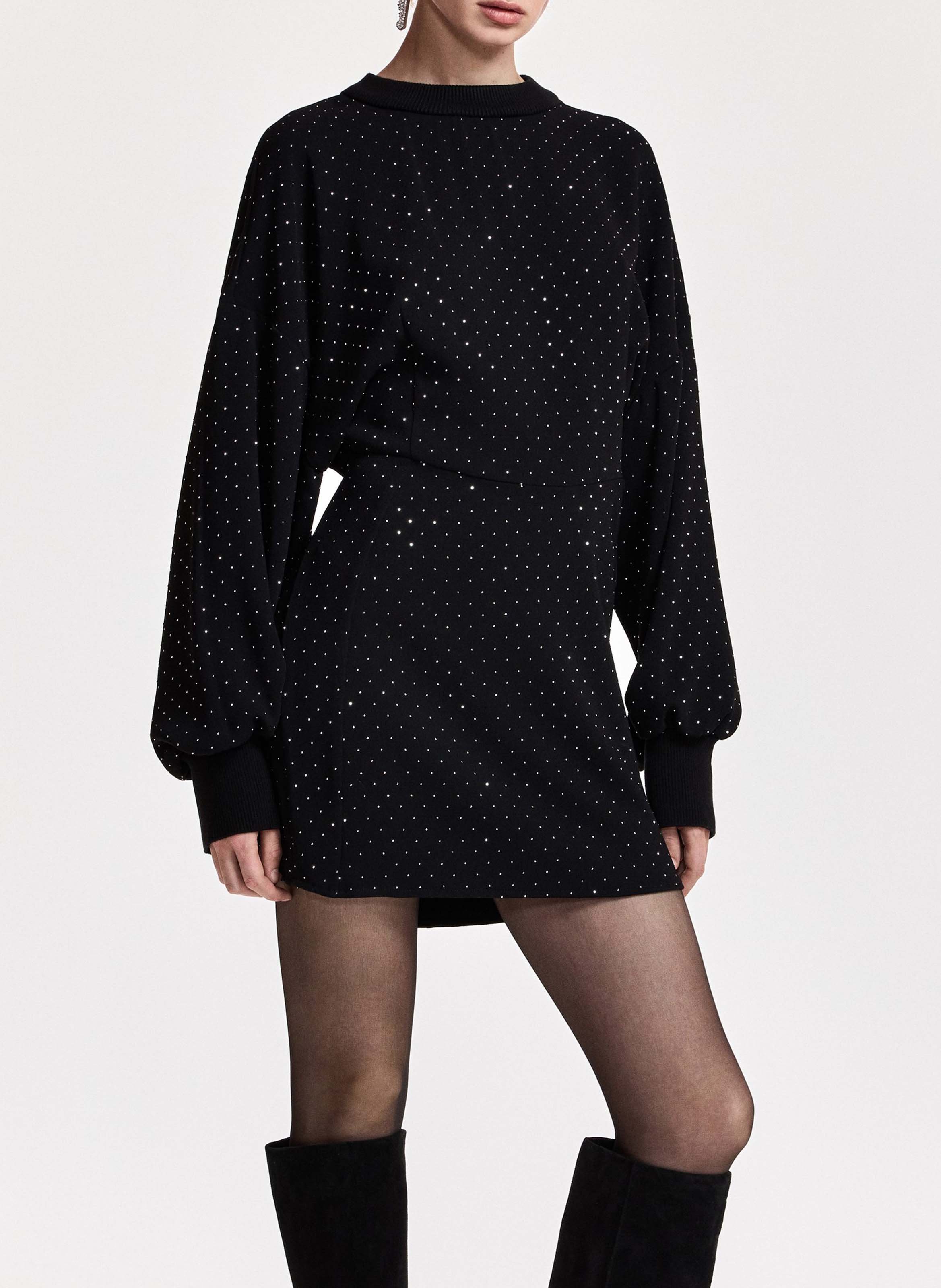 Robe courte cintrée à strass kathleen ESSENTIEL ANTWERP Noir