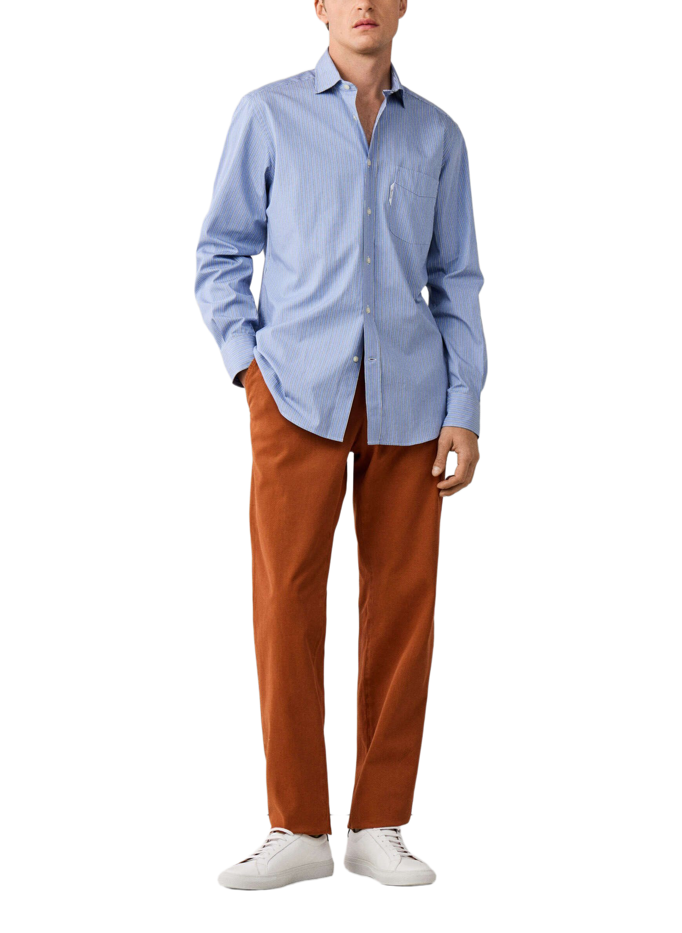 Rechte gestreepte katoenen overhemd met klassieke kraag FACONNABLE Blauw