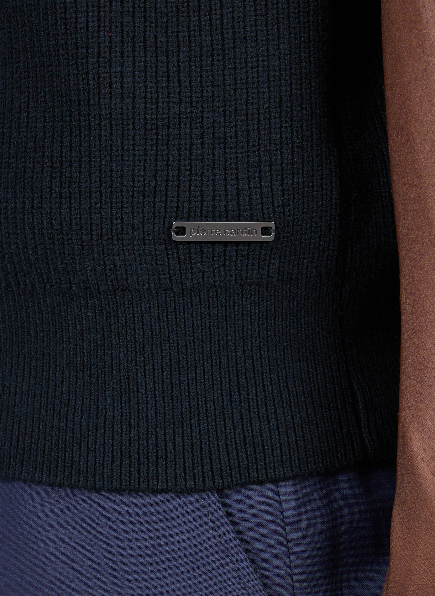 Gerader V-Ausschnitt-Weste aus Baumwollmischung PIERRE CARDIN Schwarz