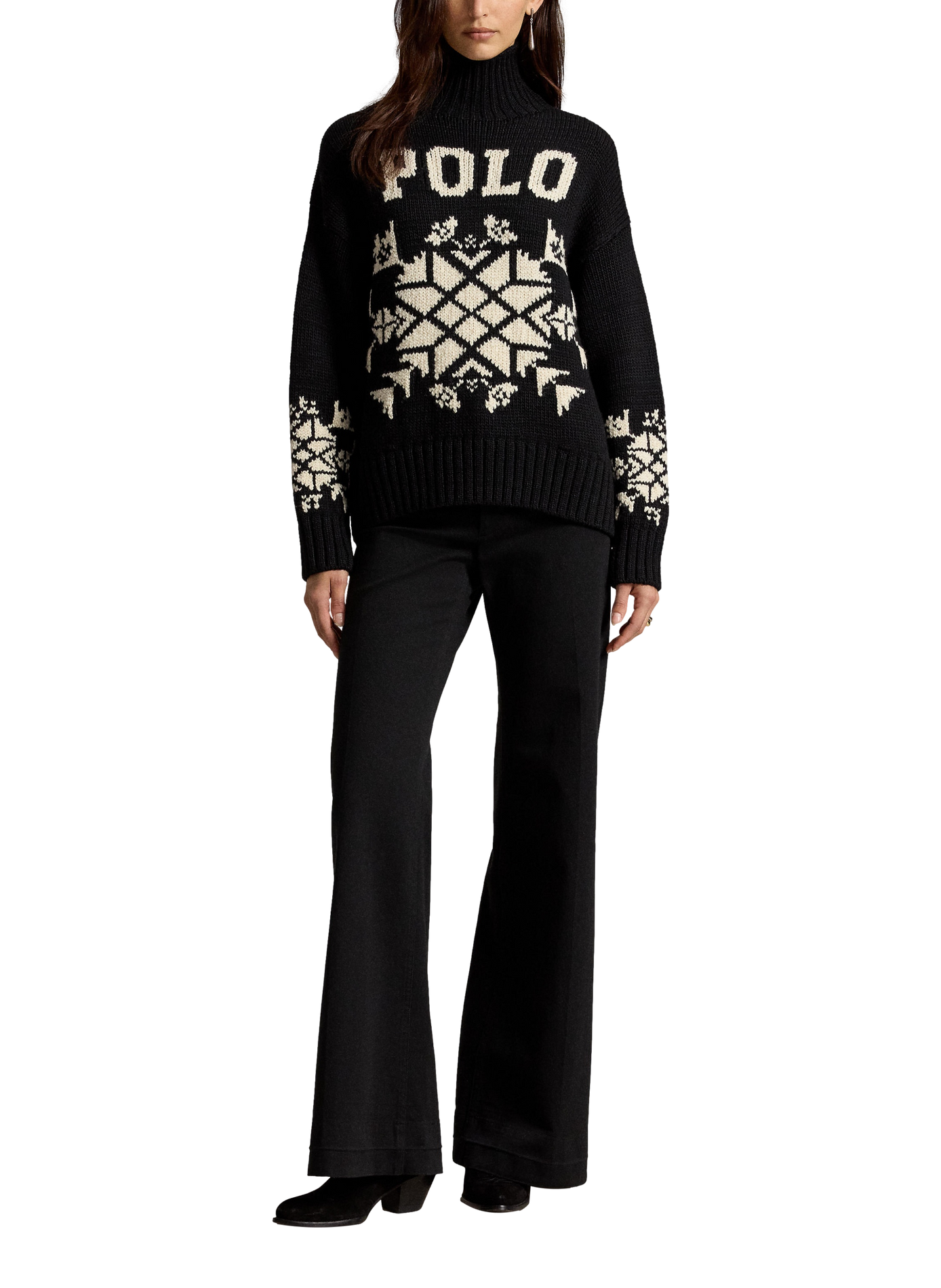 Pull col montant imprimé en laine POLO RALPH LAUREN Black