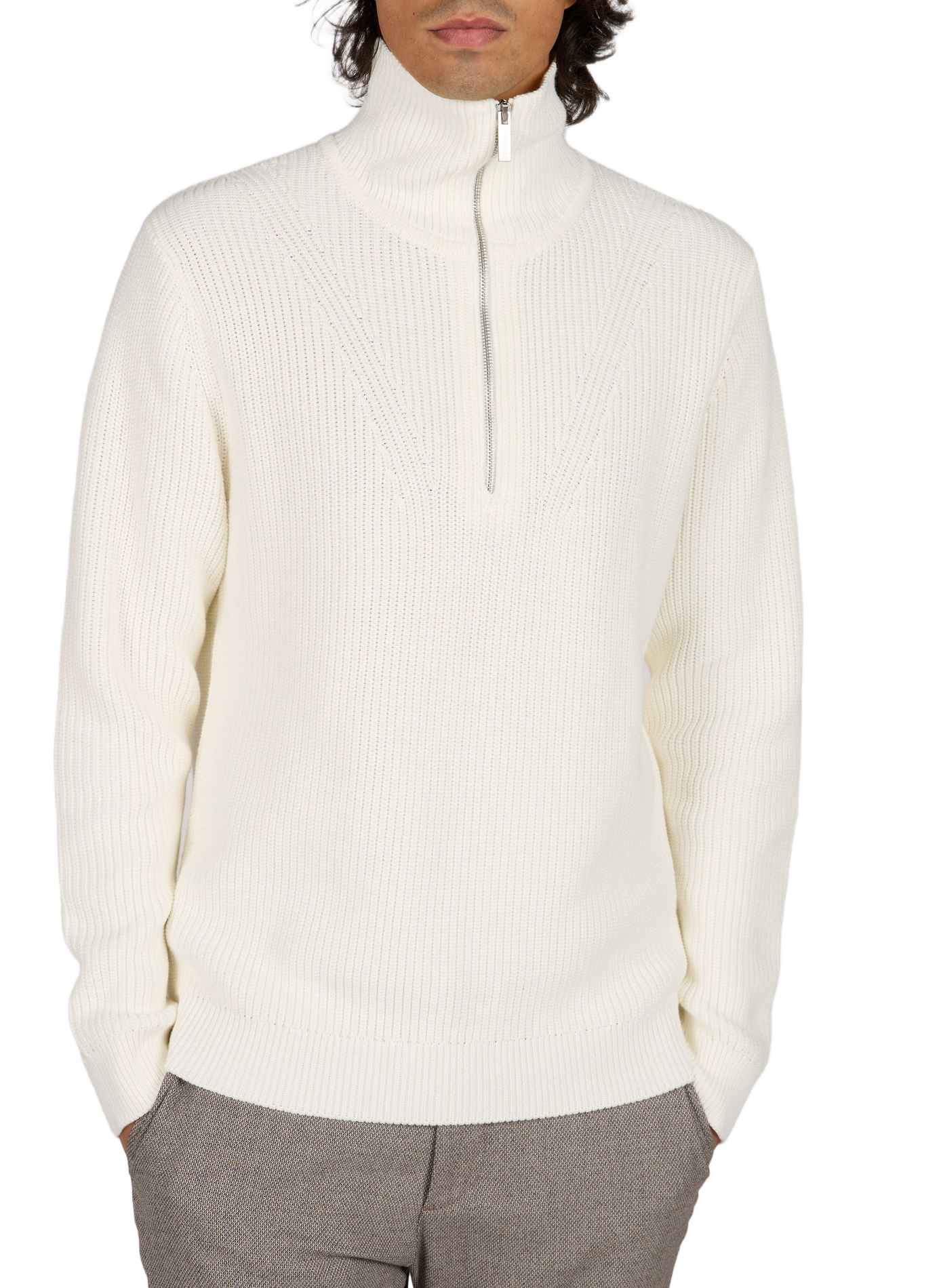 Pull ample col zippé uni STRELLSON Beige