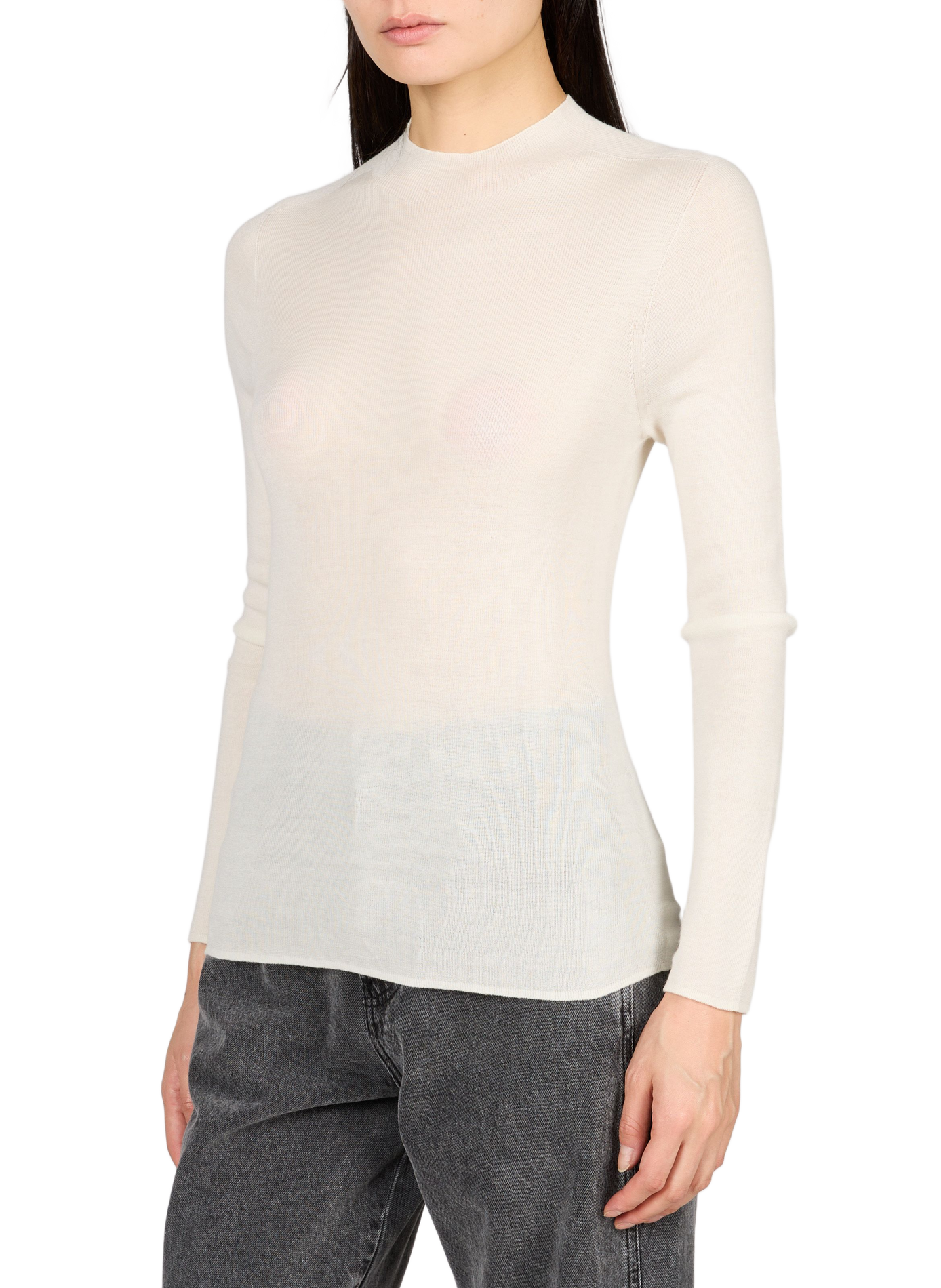 Fine fitted wool and cashmere sweater ADOLFO DOMINGUEZ Beige
