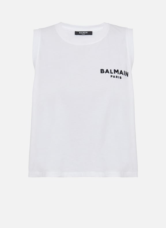 Débardeur balmain floqué Blanc by BALMAIN BALMAIN Débardeur balmain floqué Blanc