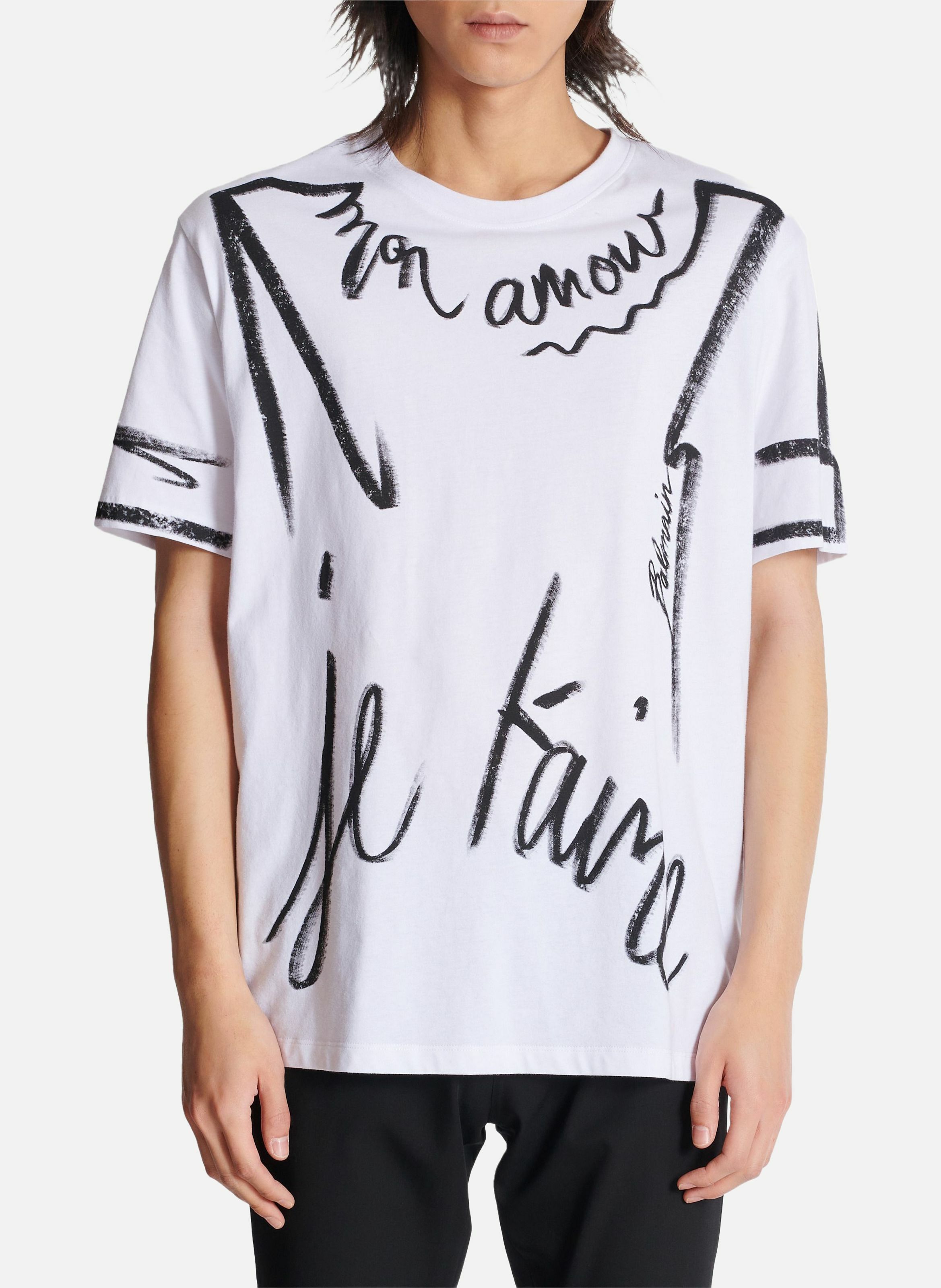 T-shirt imprimé « lettre d'amour » BALMAIN Blanc