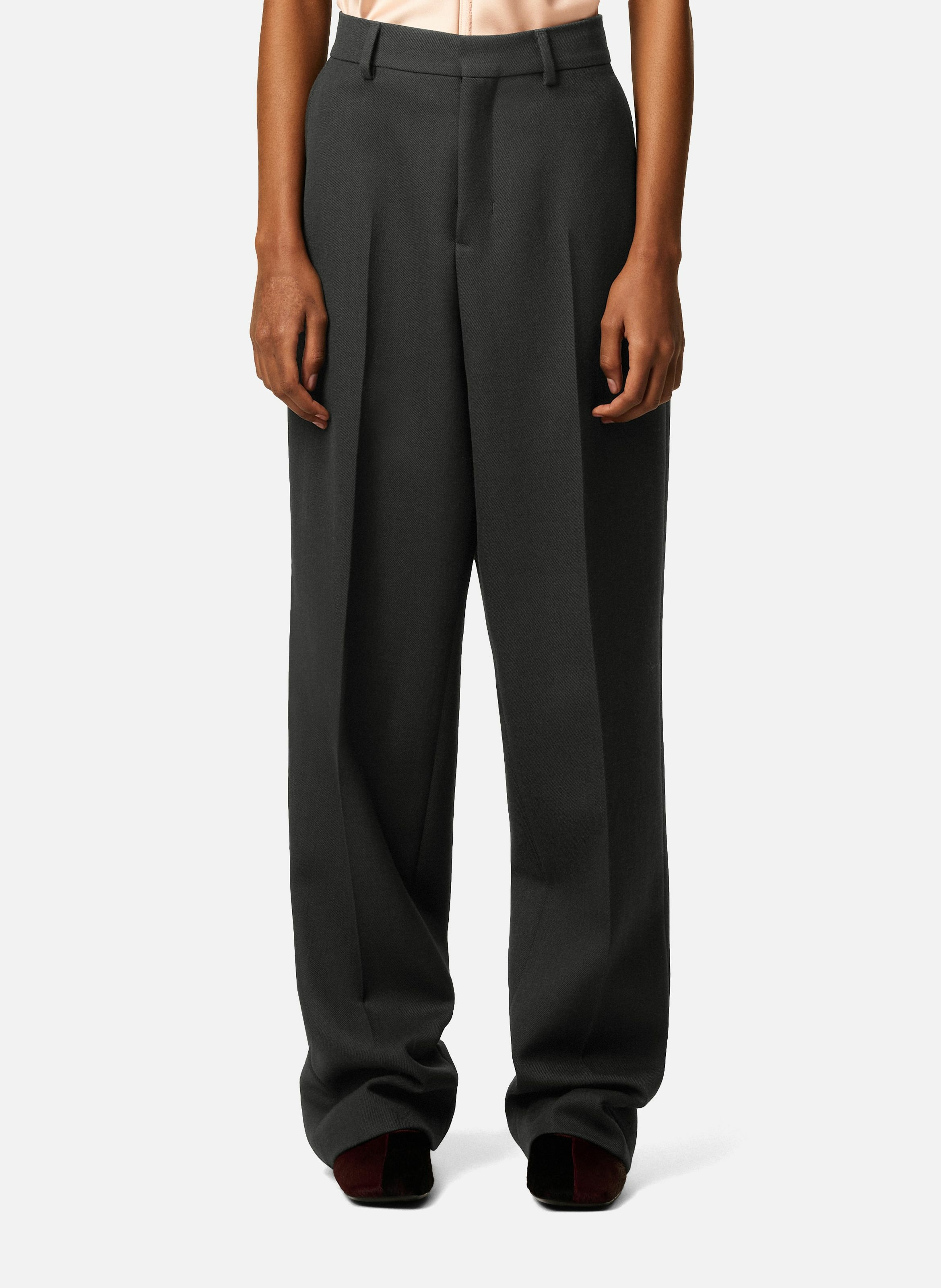 AMI PARIS Pantalon large en laine Gris