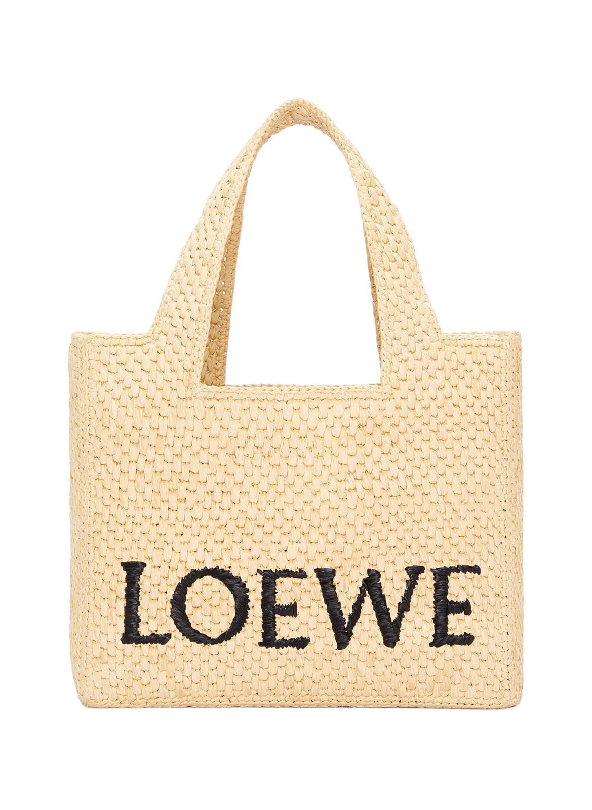 LOEWE Small Raffia and Leather Font Tote LOEWE Beige