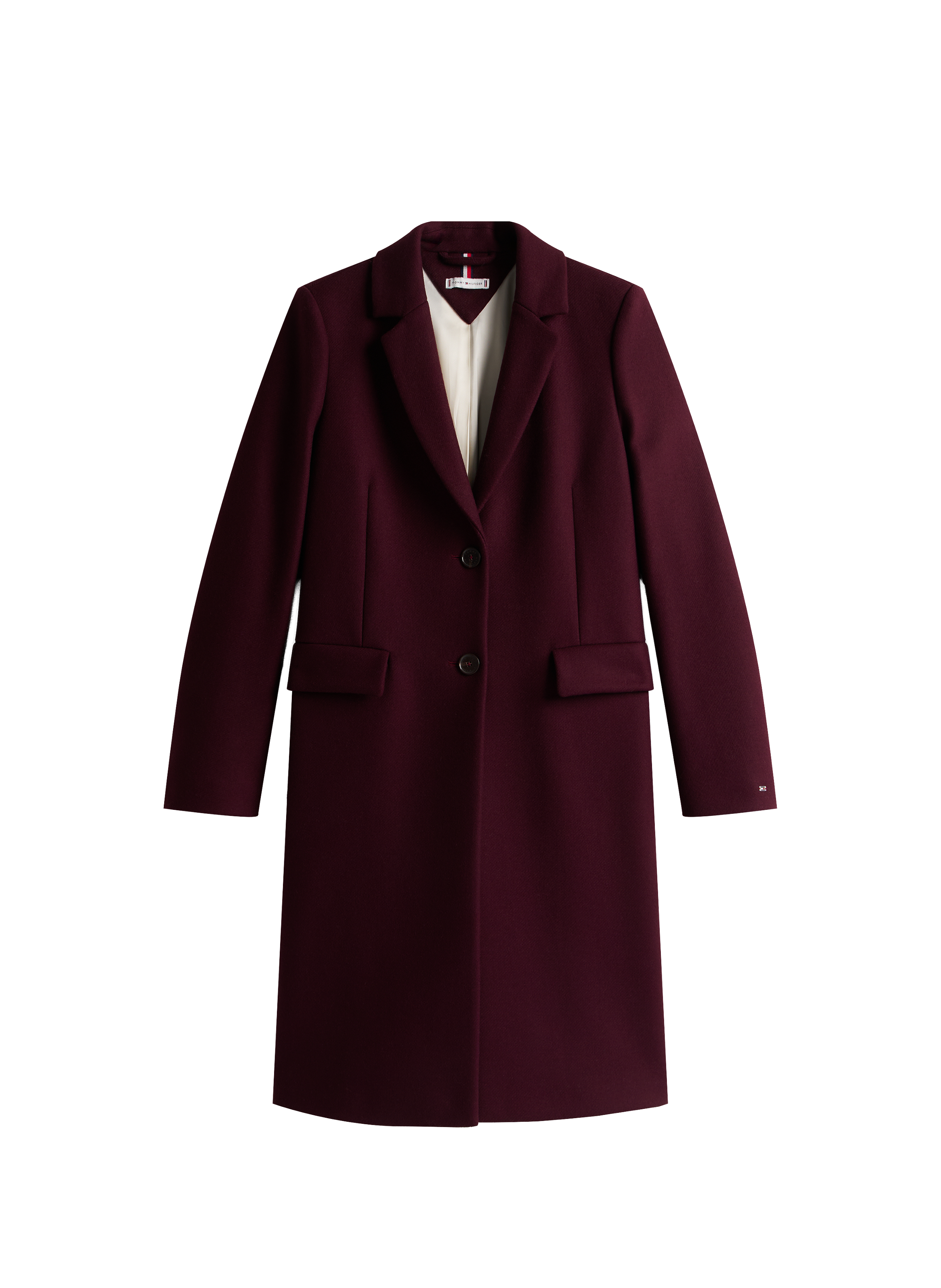 Manteau droit avec cachemire TOMMY HILFIGER Rouge