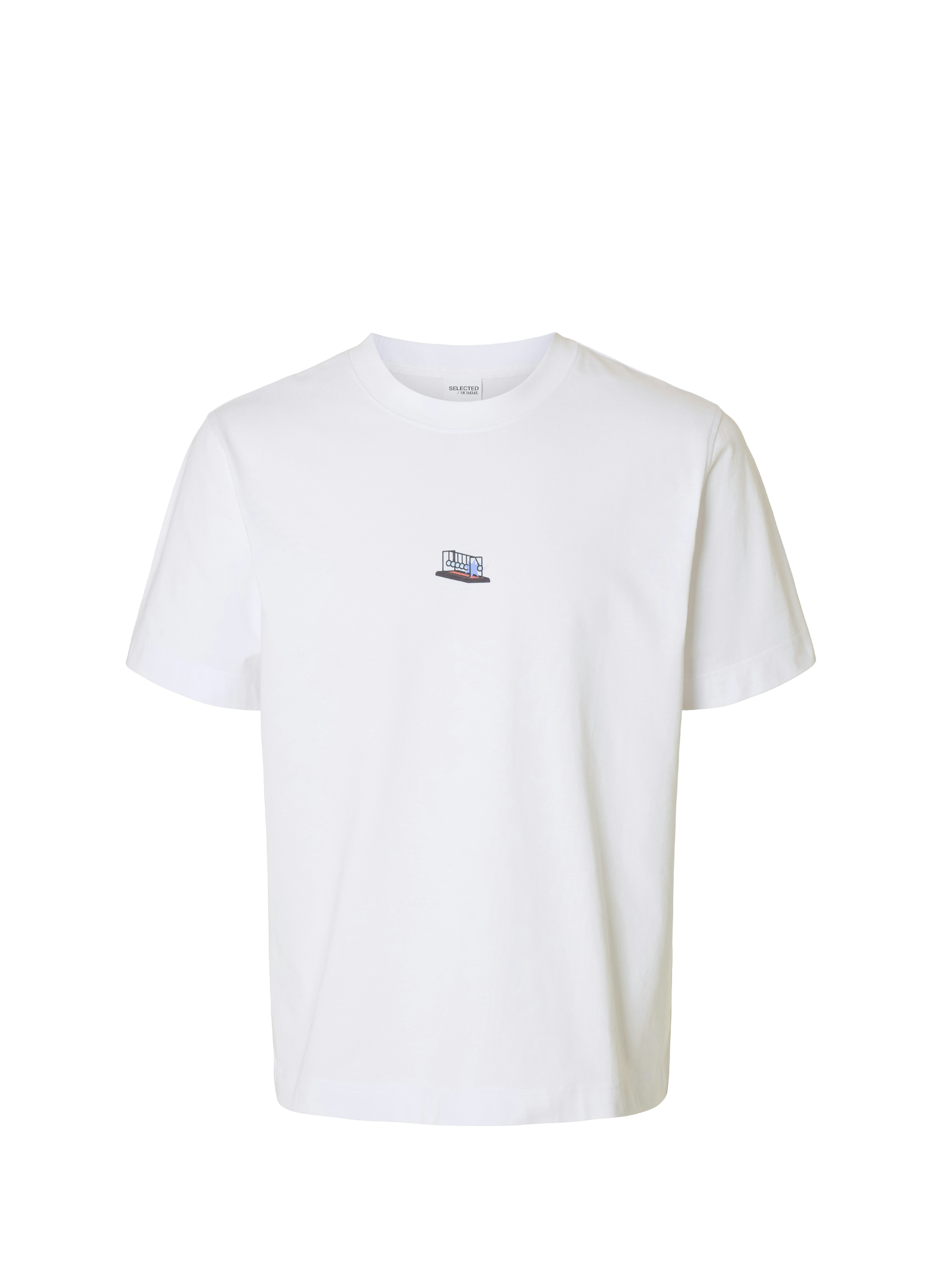 T-shirt droit imprimé en coton biologique SELECTED Blanc