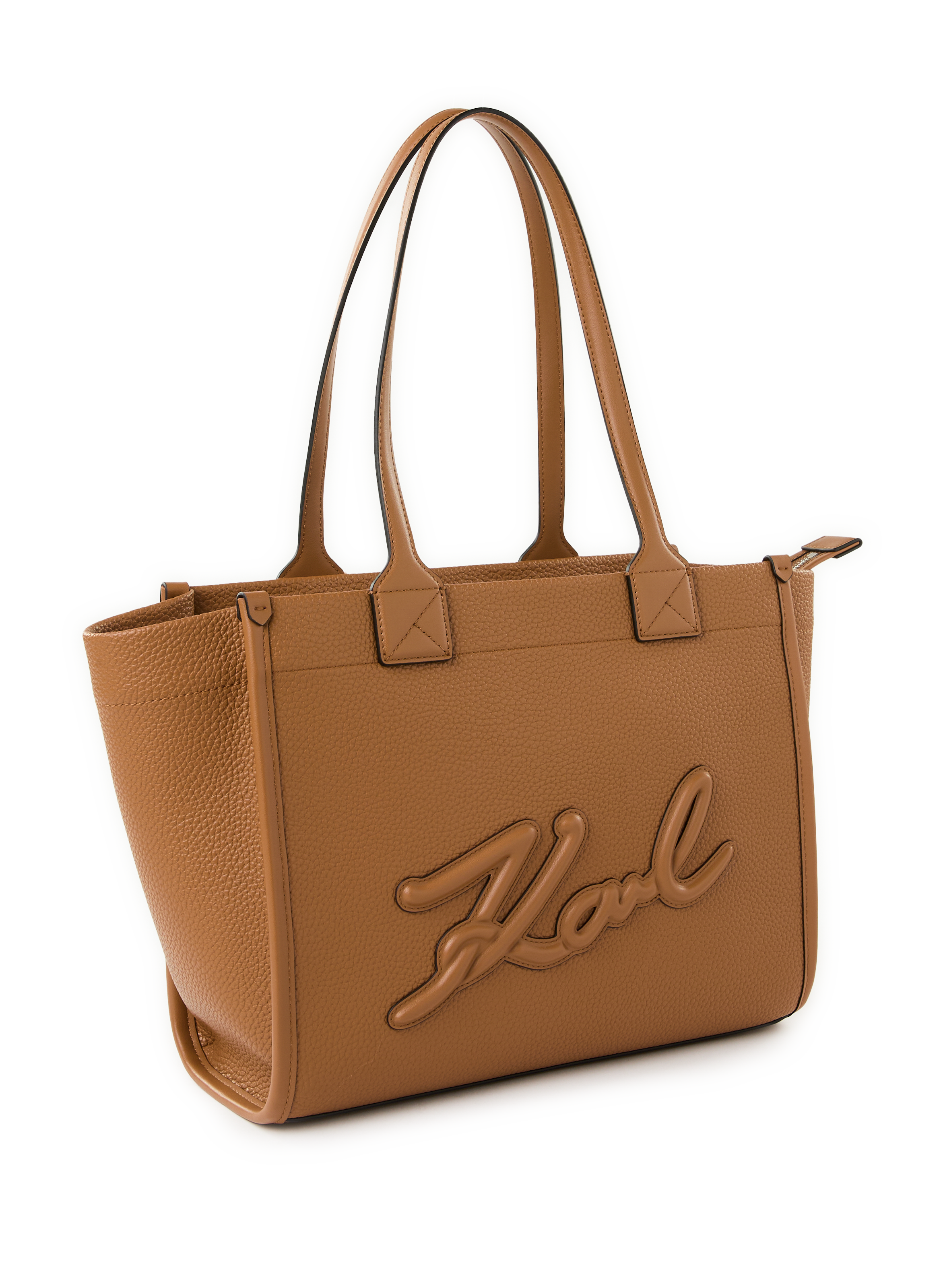 Grained logo tote bag KARL LAGERFELD Brown