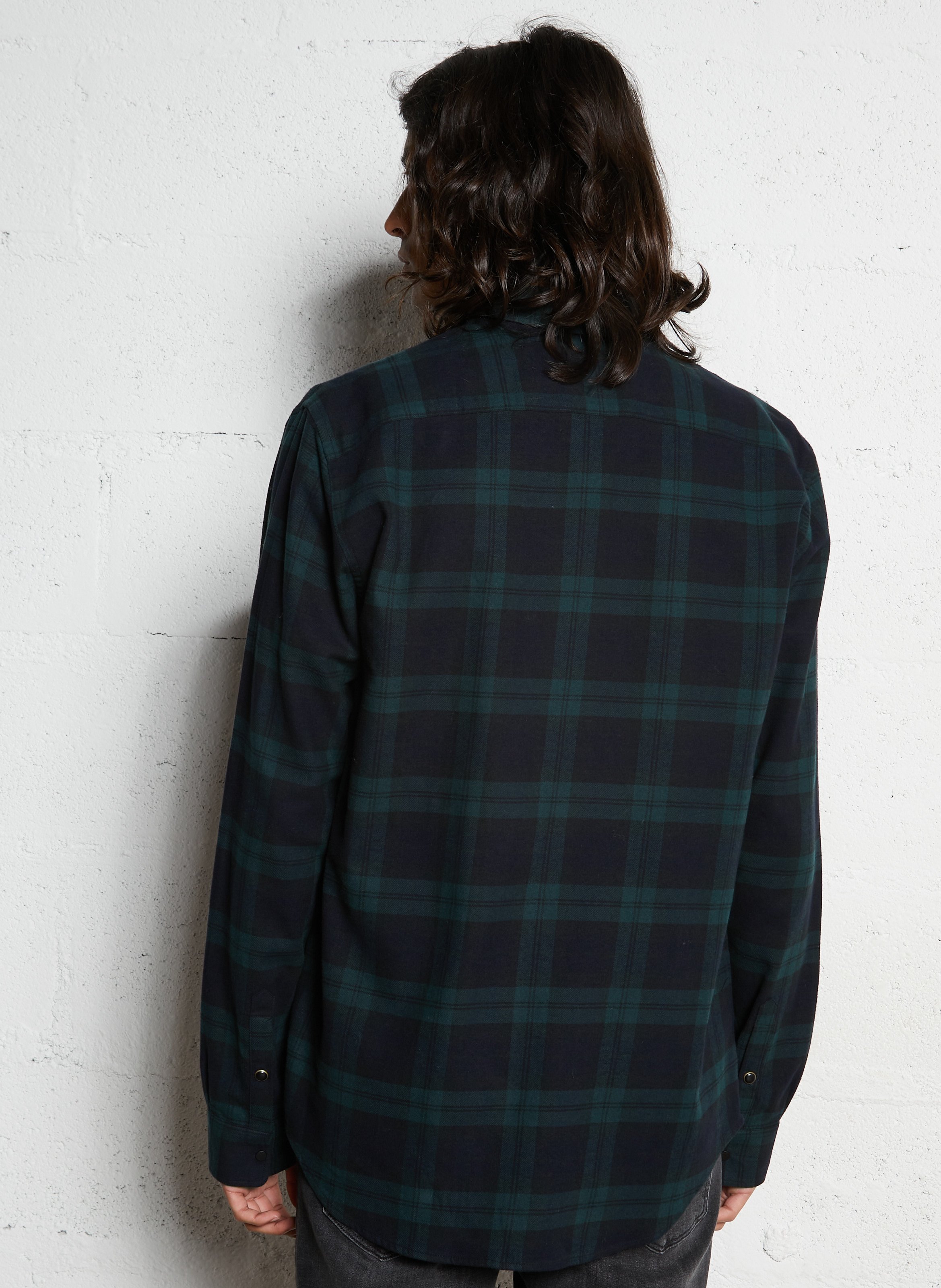 Chemise droite en coton à carreaux IKKS Vert