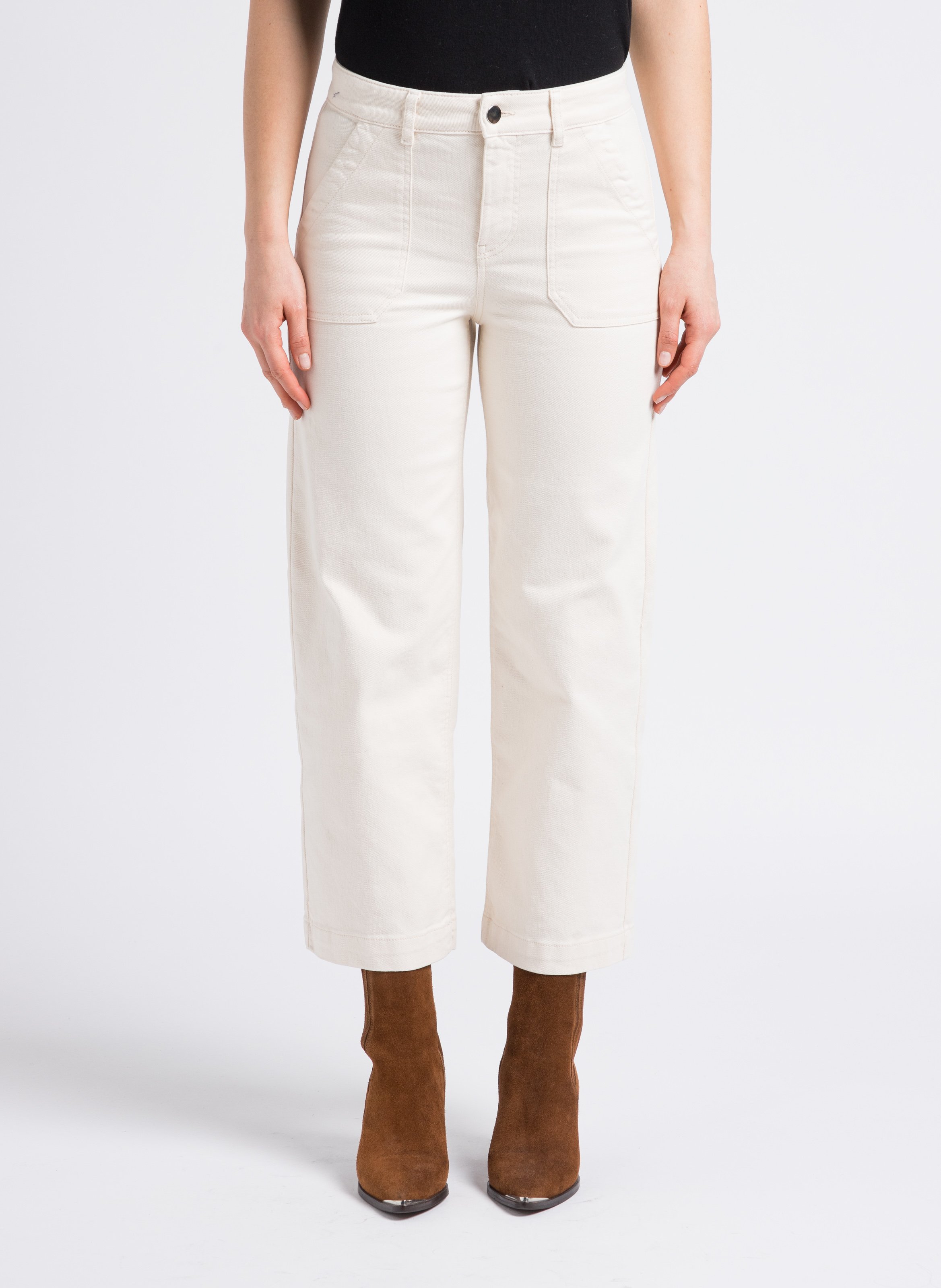 MAISON 123 Jean droit taille haute en coton mélangé selyna Beige