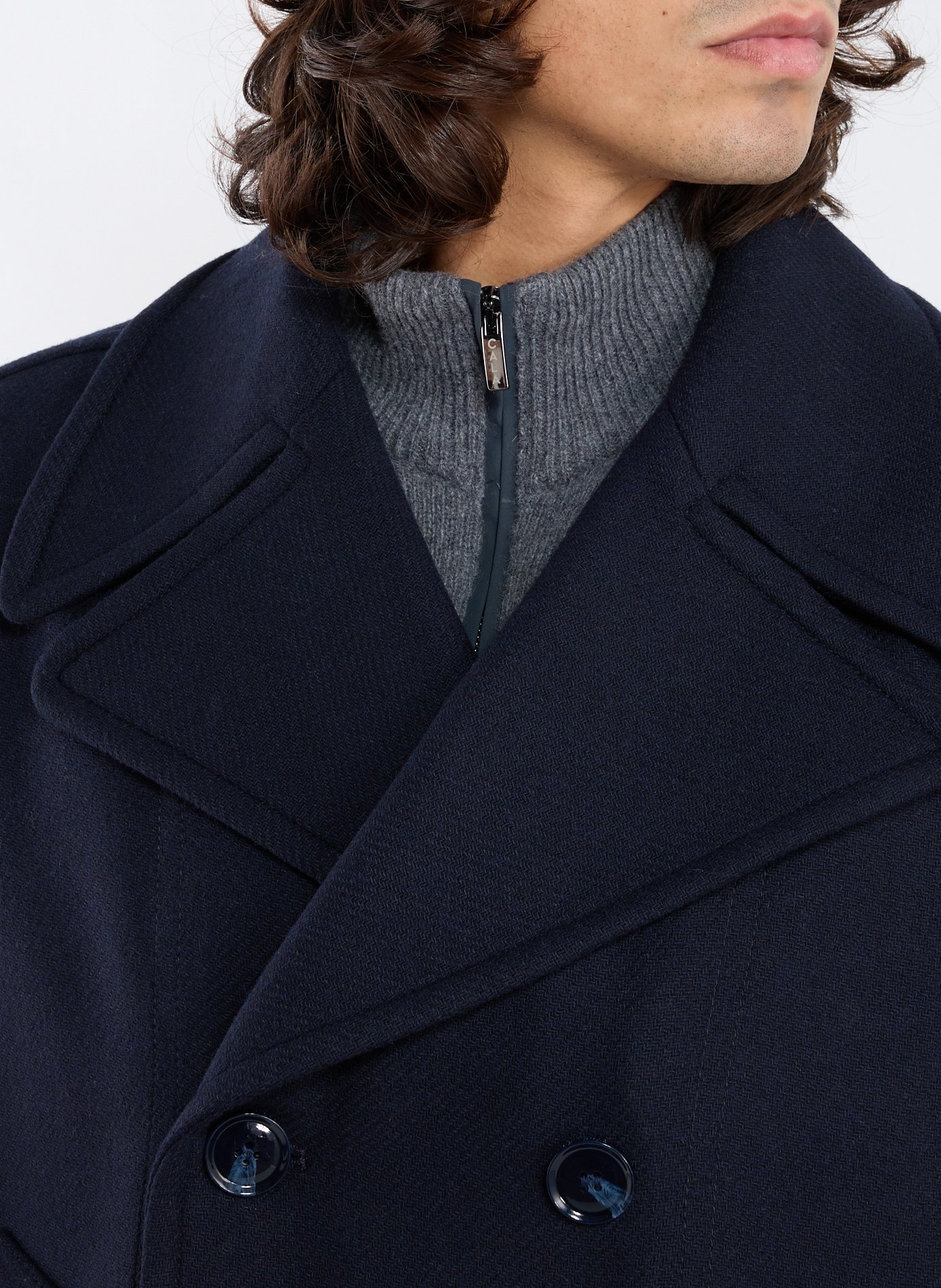 Straight wool-blend coat with classic collar STRELLSON Blue