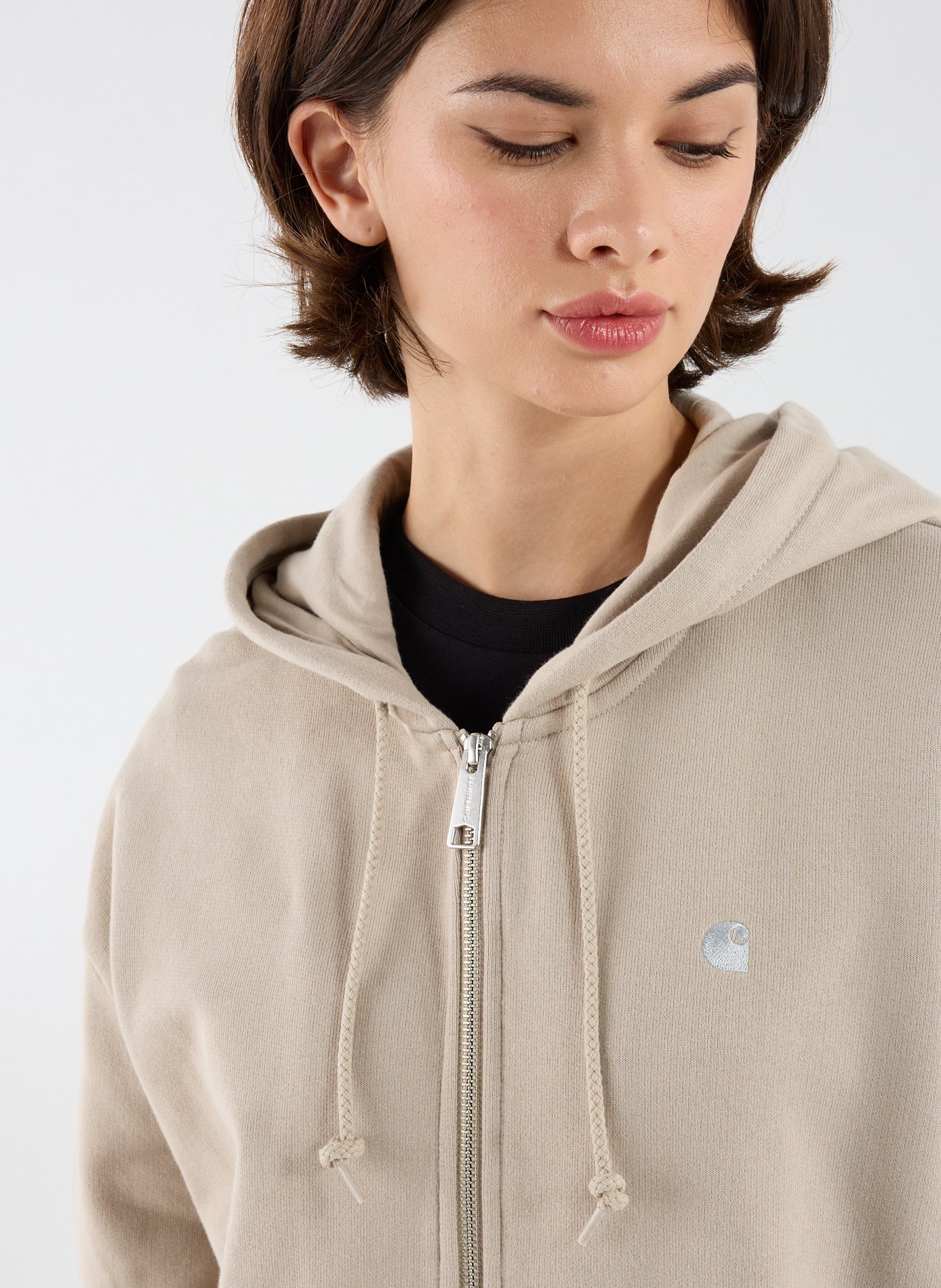 Hooded cotton cardigan CARHARTT WIP Beige