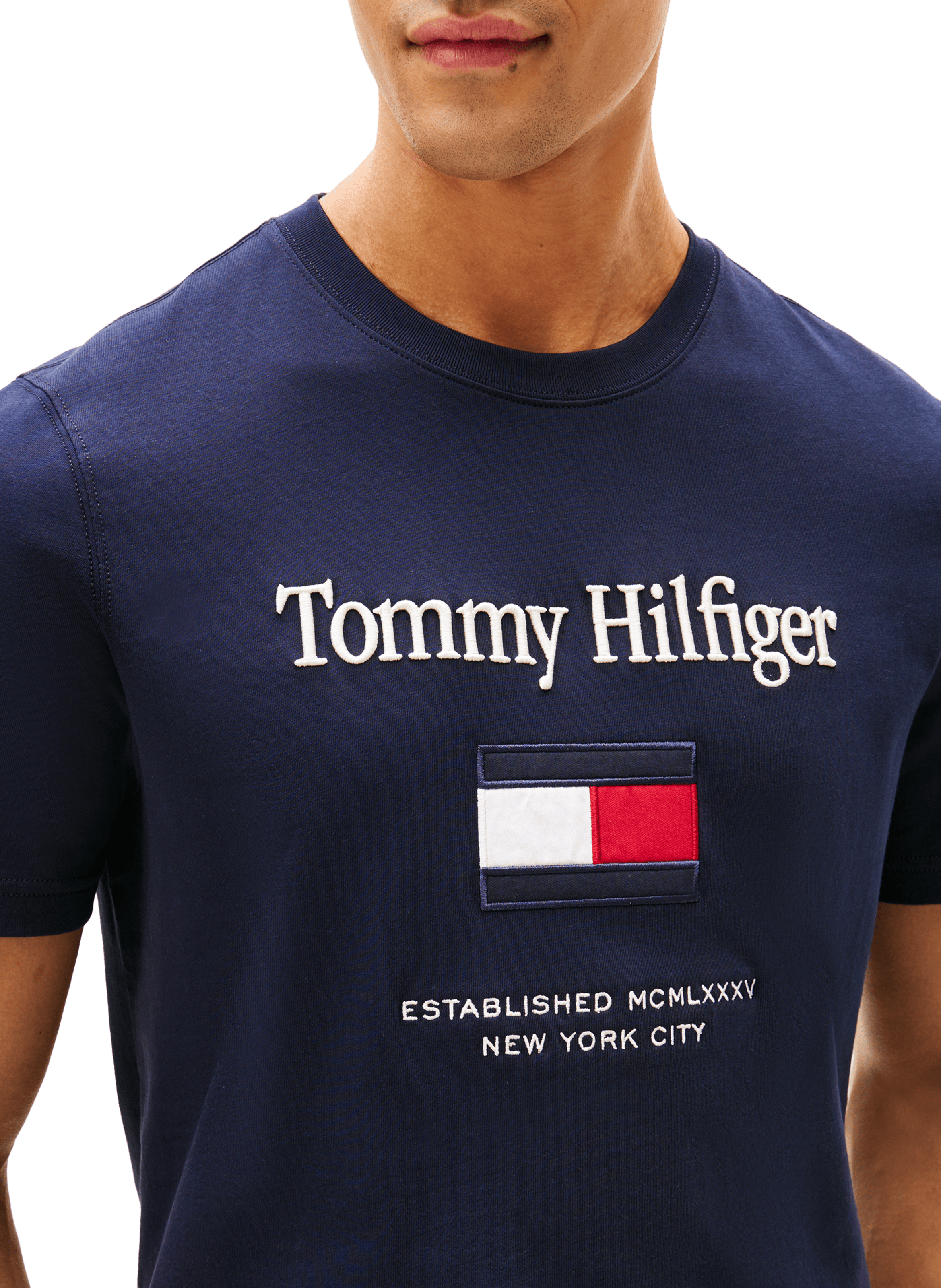 T-shirt manches courtes avec logo brodé TOMMY HILFIGER Bleu