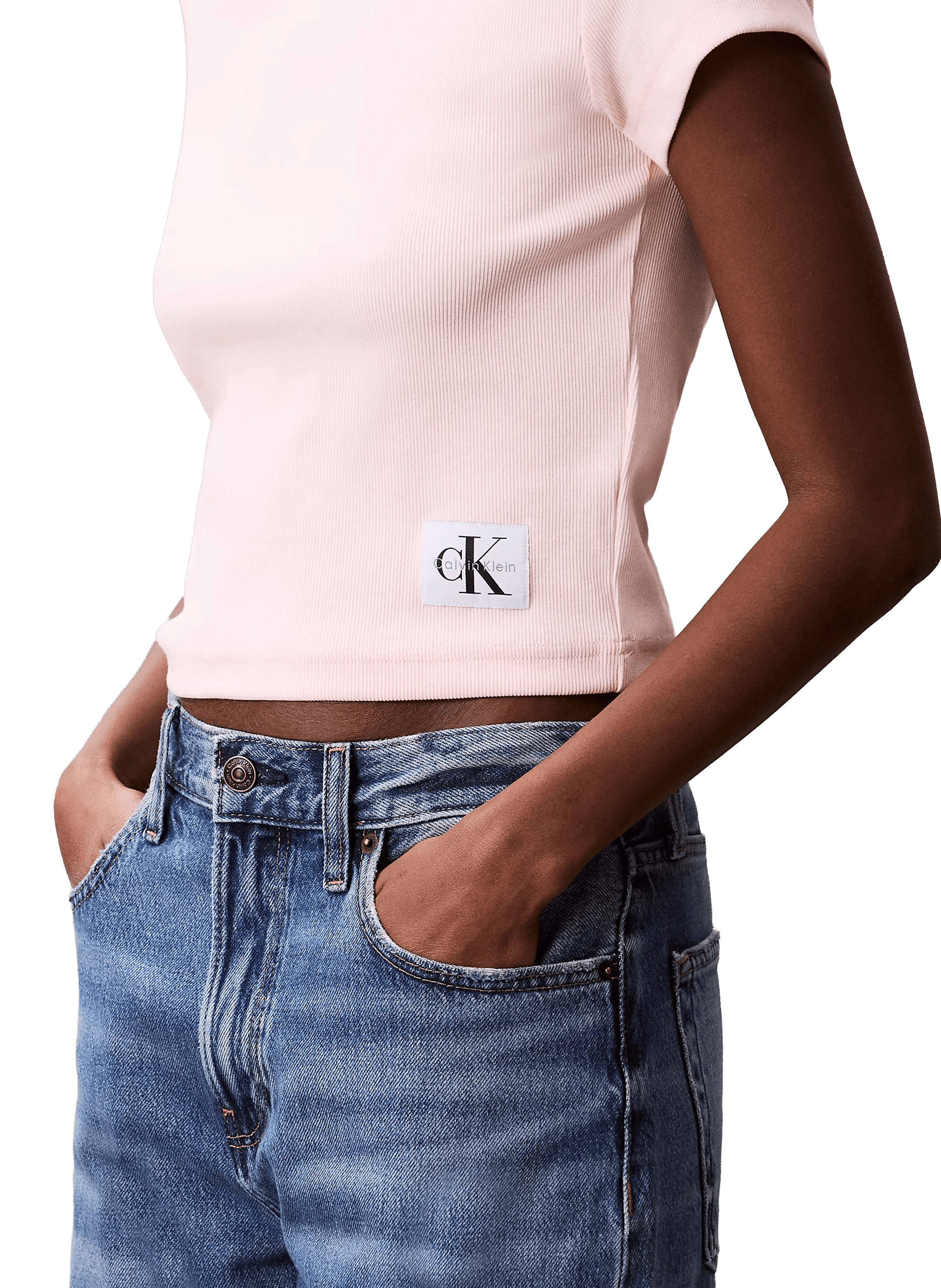 T-shirt court en coton mélangé CALVIN KLEIN Rose