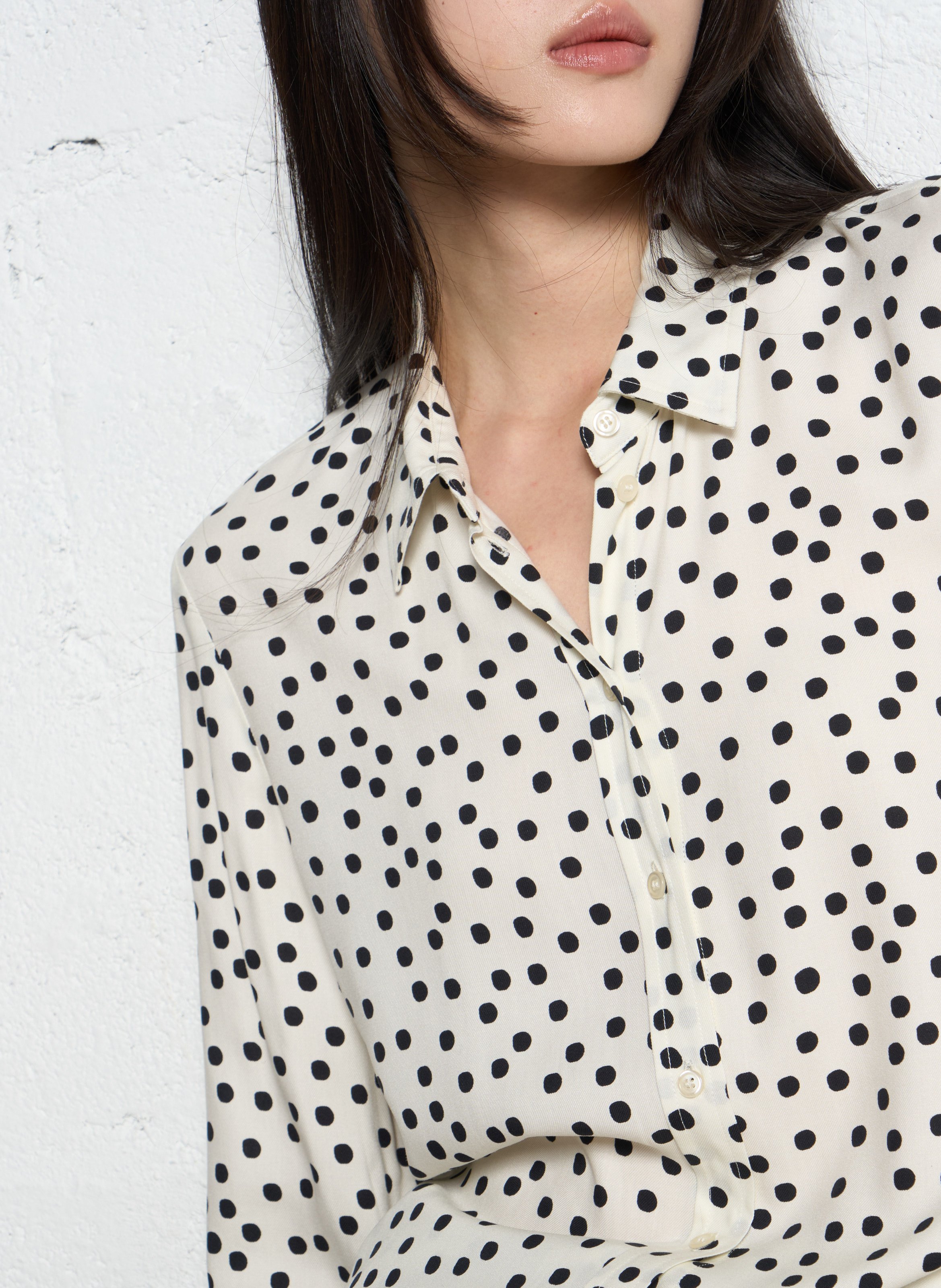 Chemise droite col classique à pois IKKS Blanc