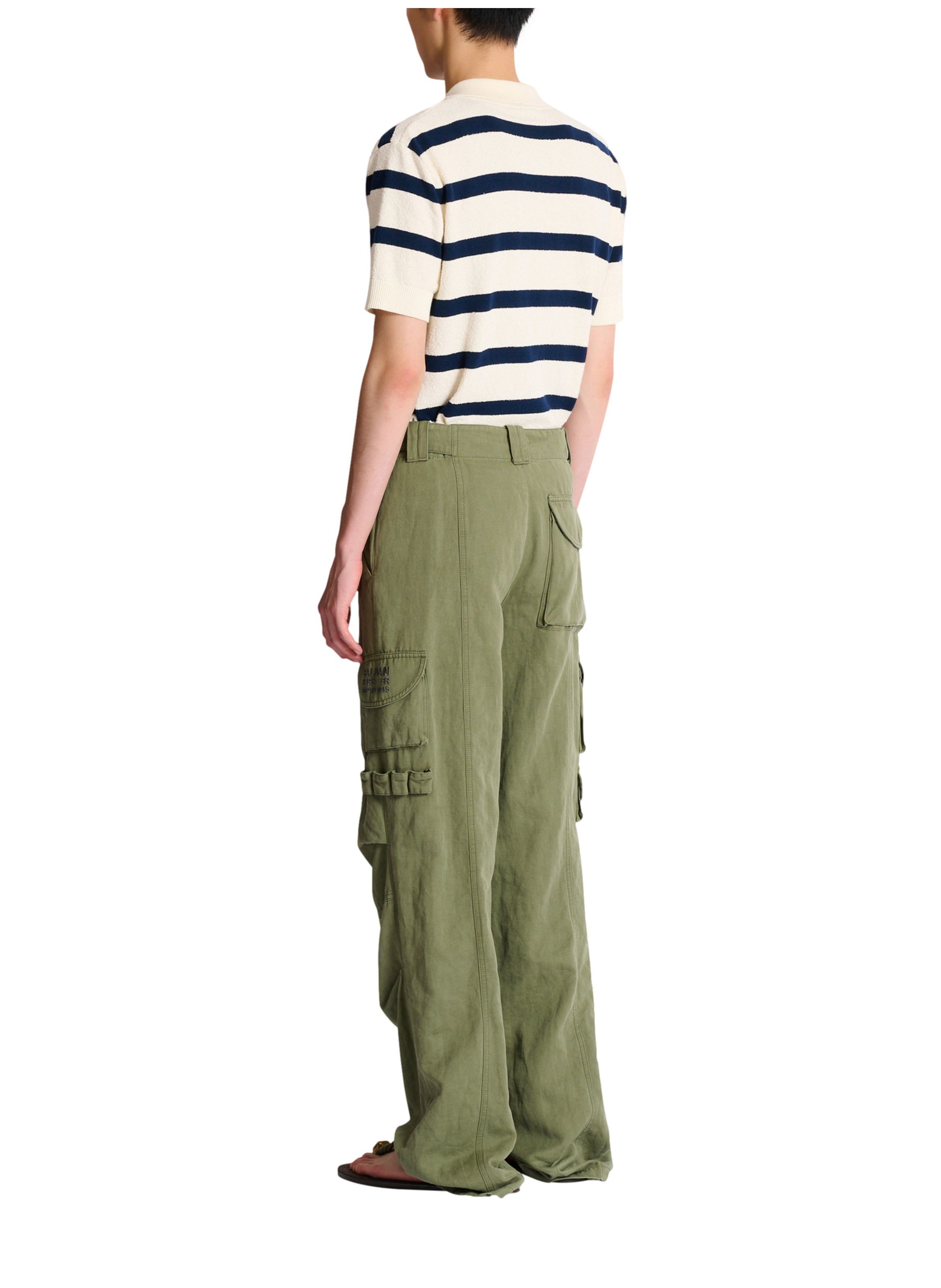 Pantalon cargo balmain stamp en coton et lin BALMAIN Vert