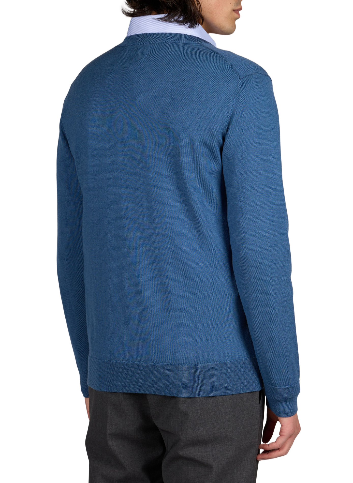 Pull col V en laine mérinos AU PRINTEMPS PARIS Bleu