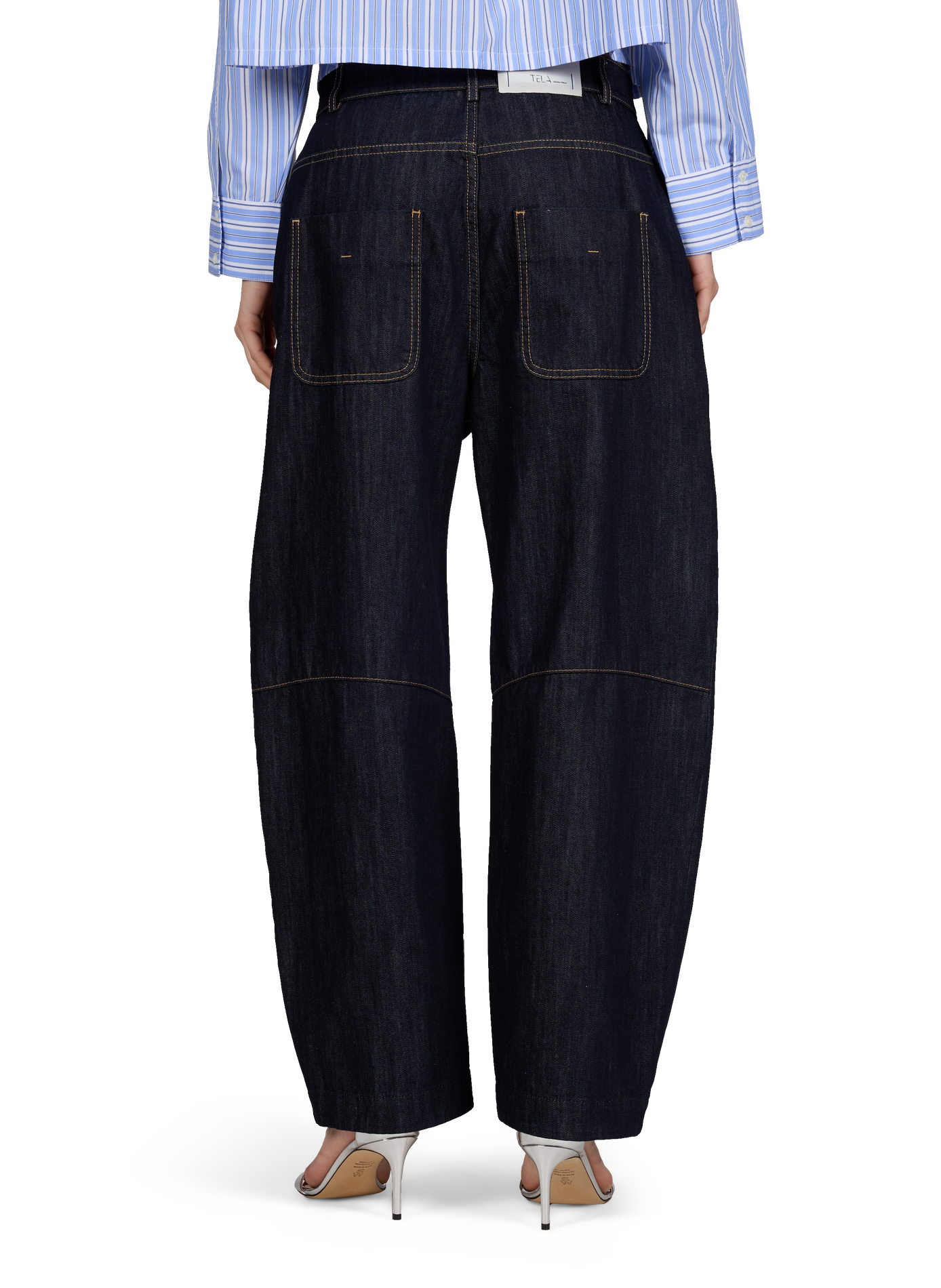 Jean large avec surpiqûres TELA Bleu