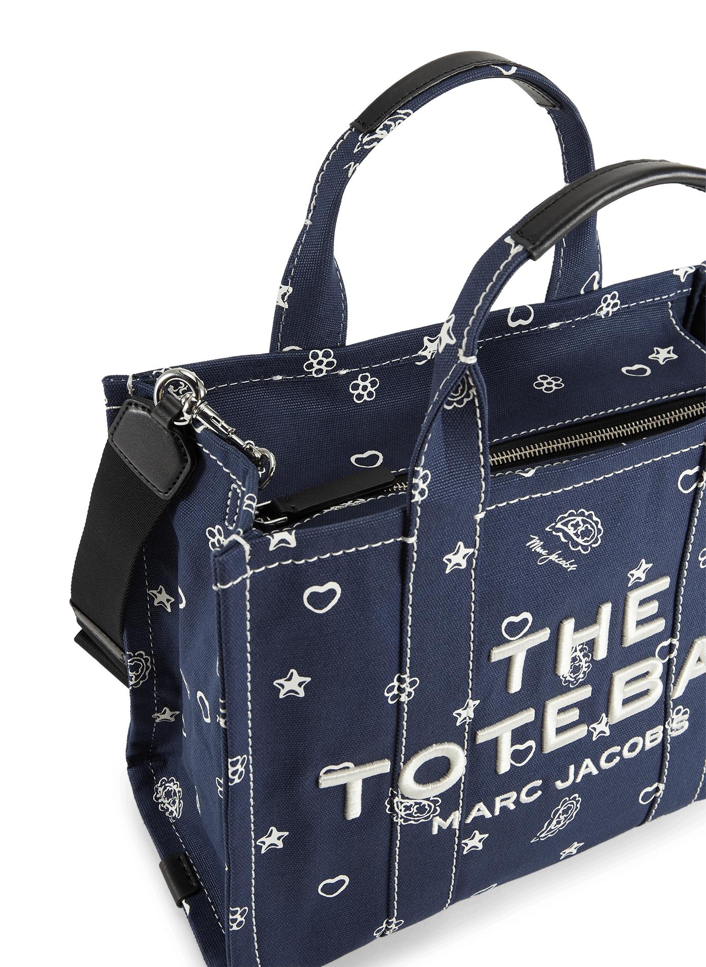 Borsa shopper con stampa in cotone MARC JACOBS Blu