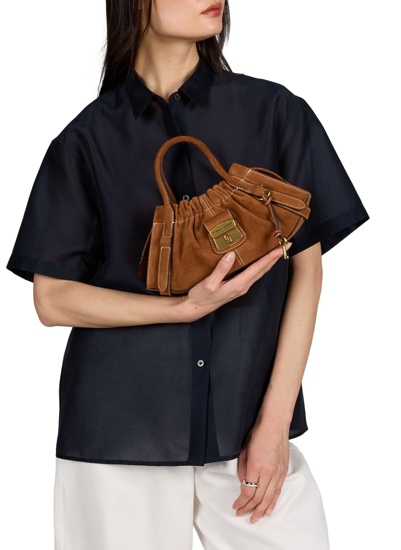 Suede Cristina Small Satchel Handbag MARC JACOBS Brown