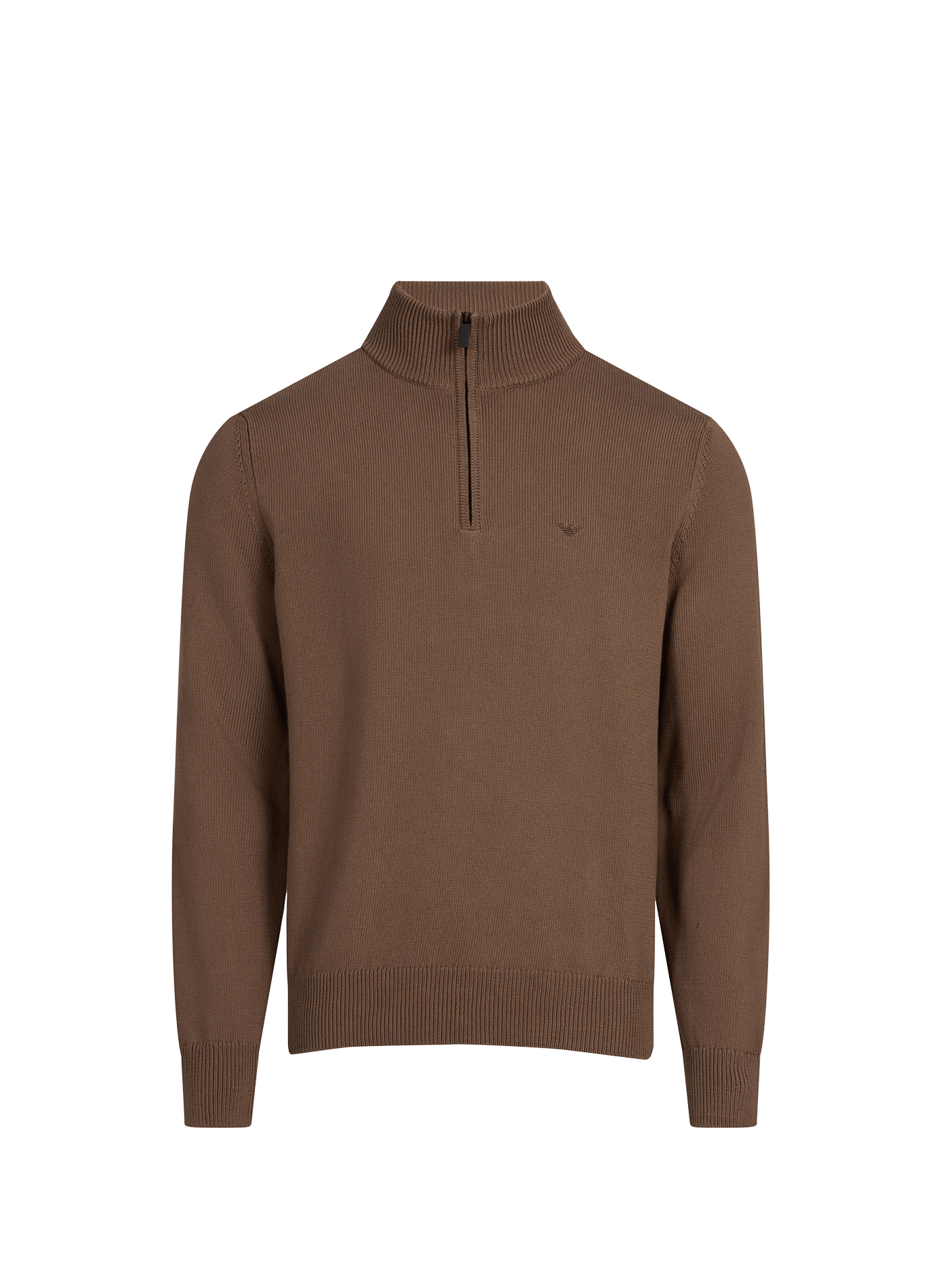 Pull zippé en coton EMPORIO ARMANI Marron