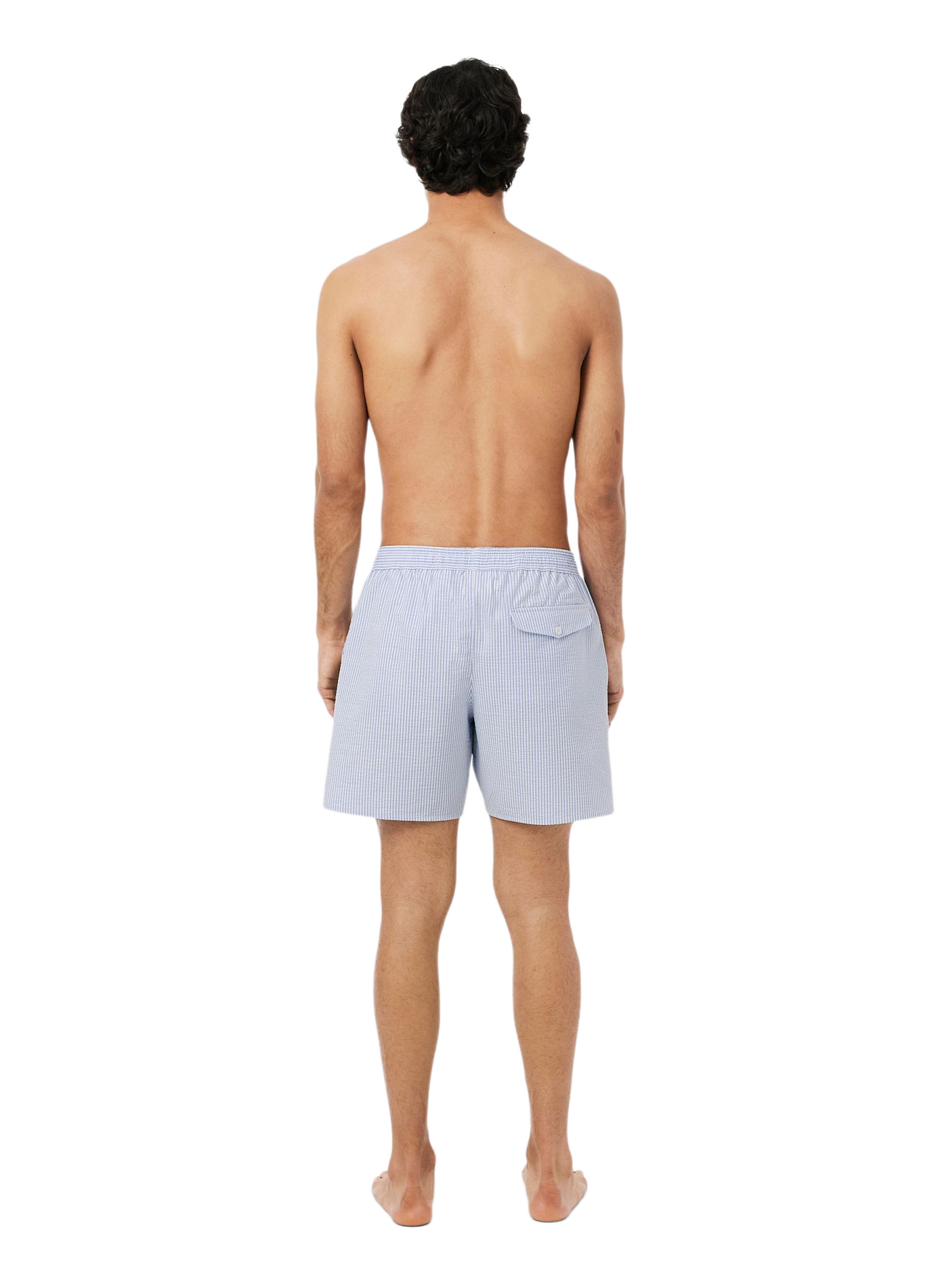 Short de bain rayé en coton mélangé LACOSTE Bleu
