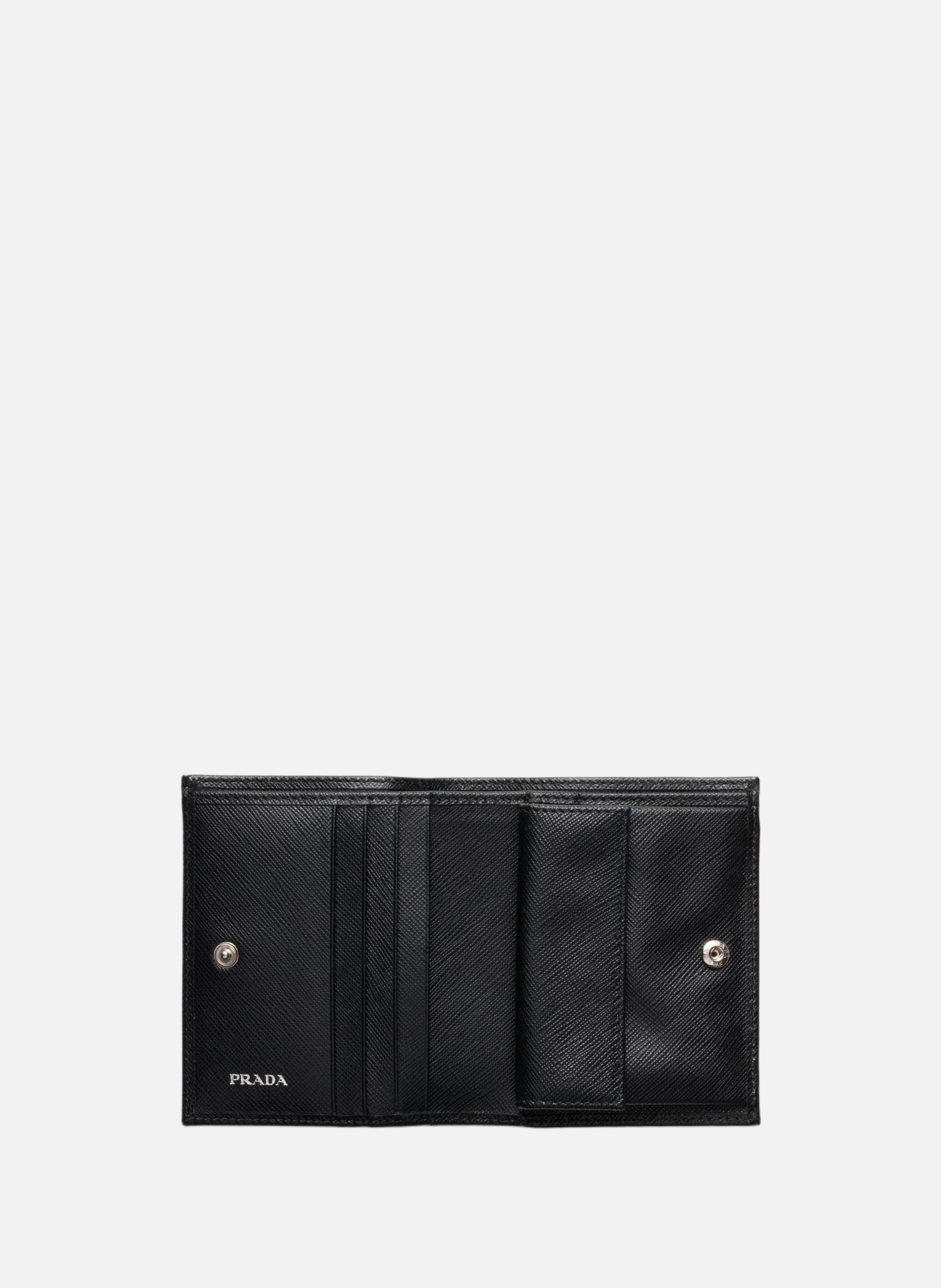 Petit portefeuille en cuir saffiano PRADA Noir