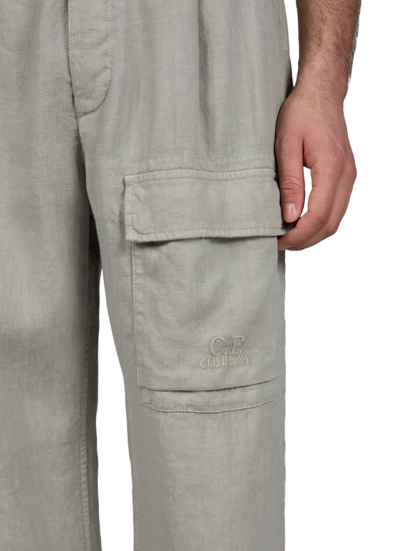 Pantalon cargo en lin CP COMPANY Gris