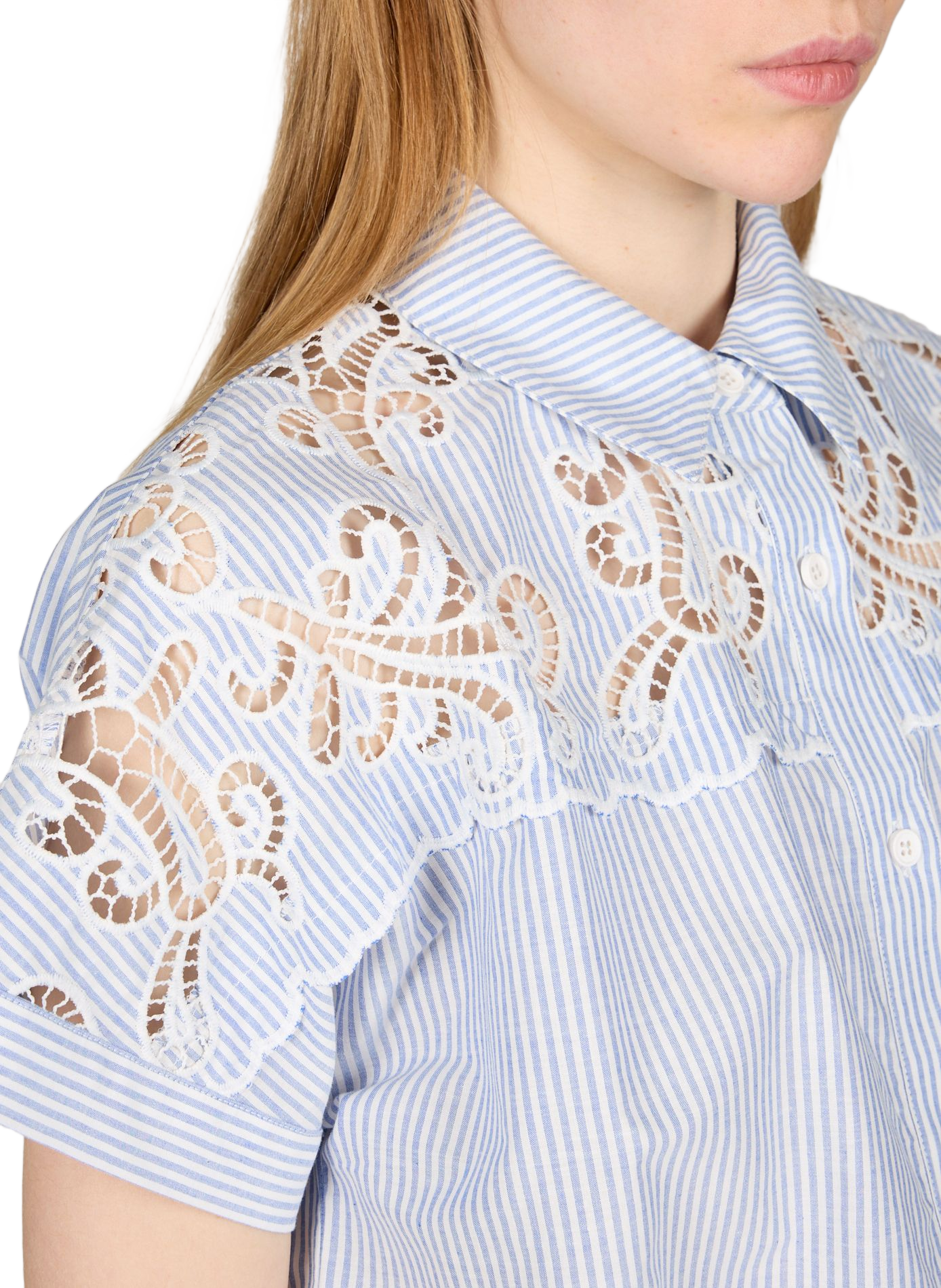 Blouse courte Lolita en coton SUNCOO Bleu
