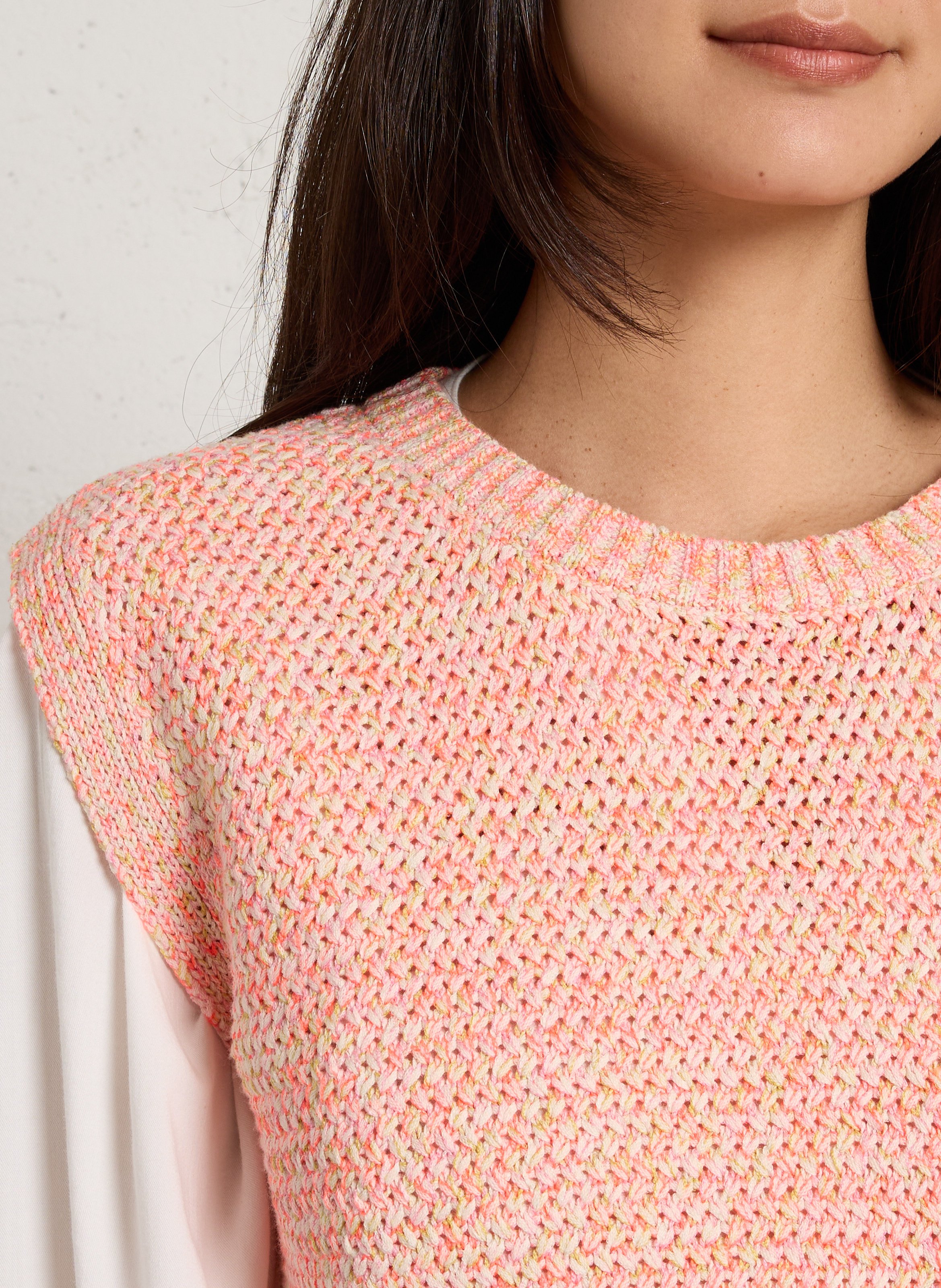 Pull sans manches en maille passion MAISON 123 Orange