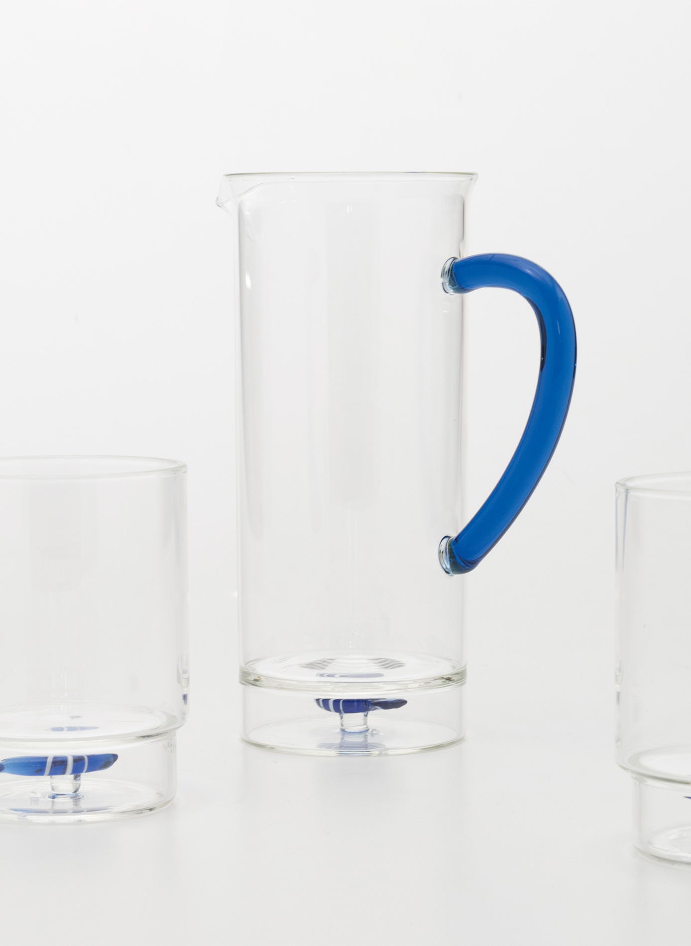 Hoge karaf van Teca Mare in glas ZAFFERANO Blauw