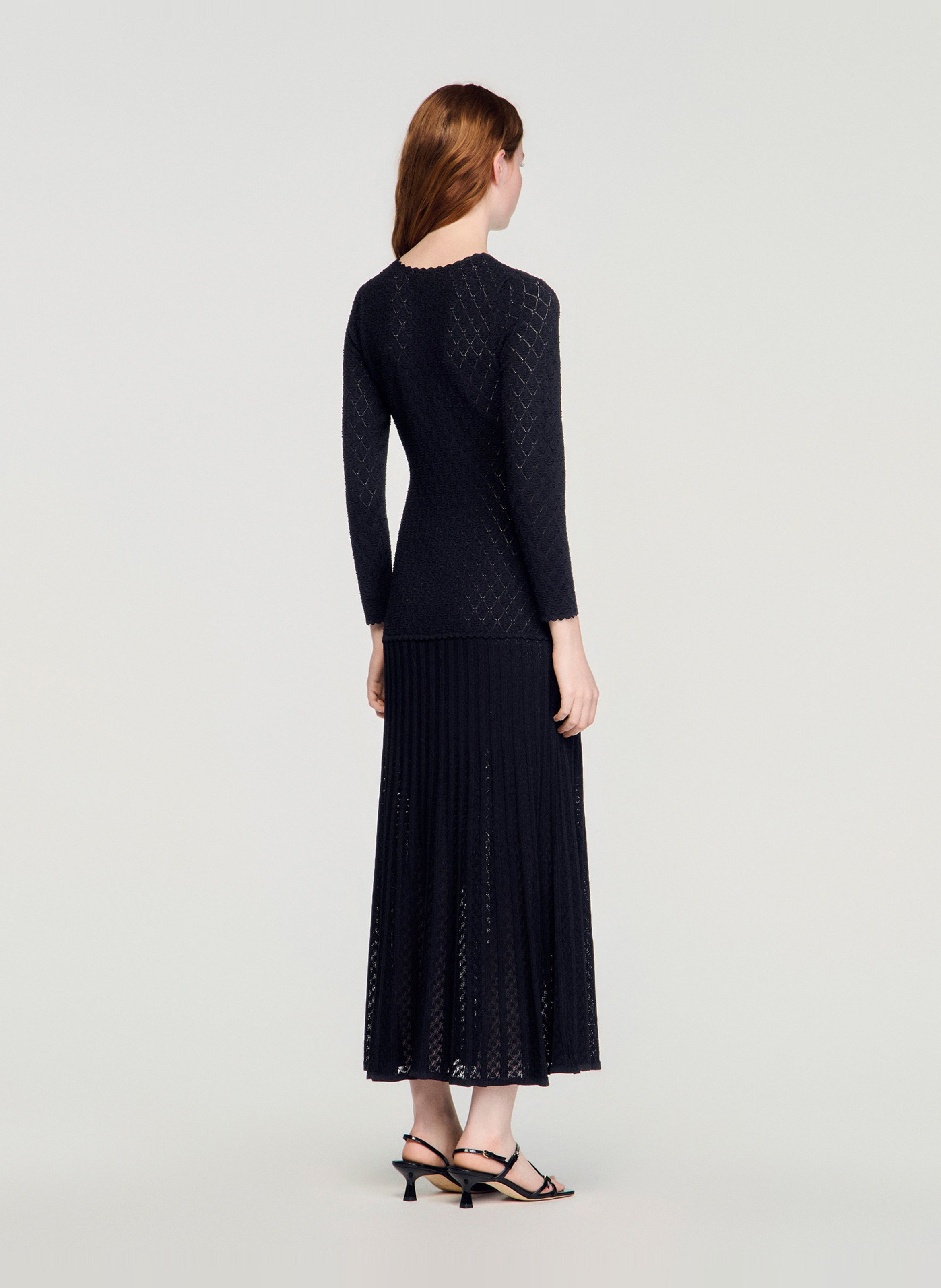 Robe longue col v | Noir SANDRO Femme